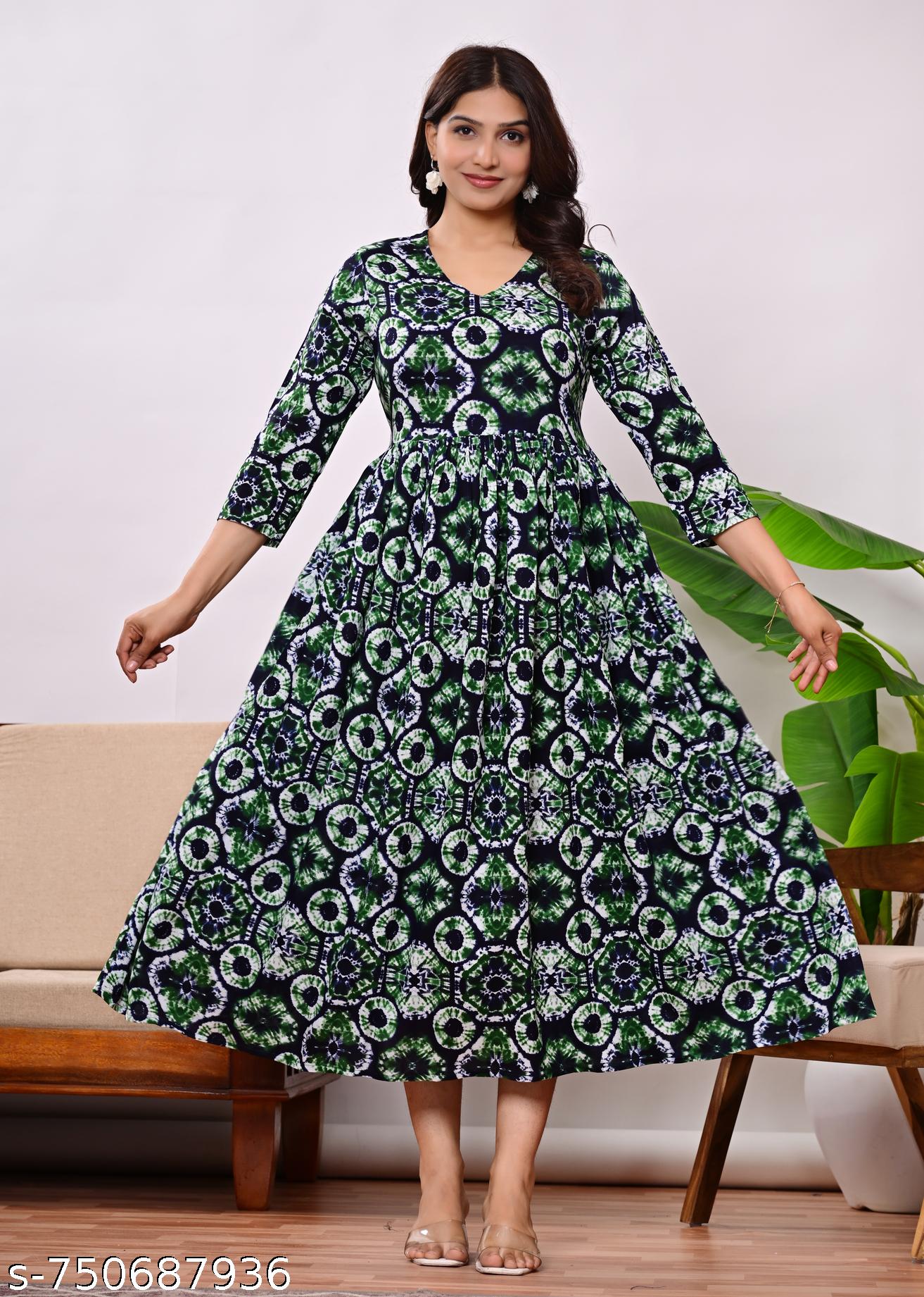 Women's Printed Short Kurti / Gown - Unixkart - View 4