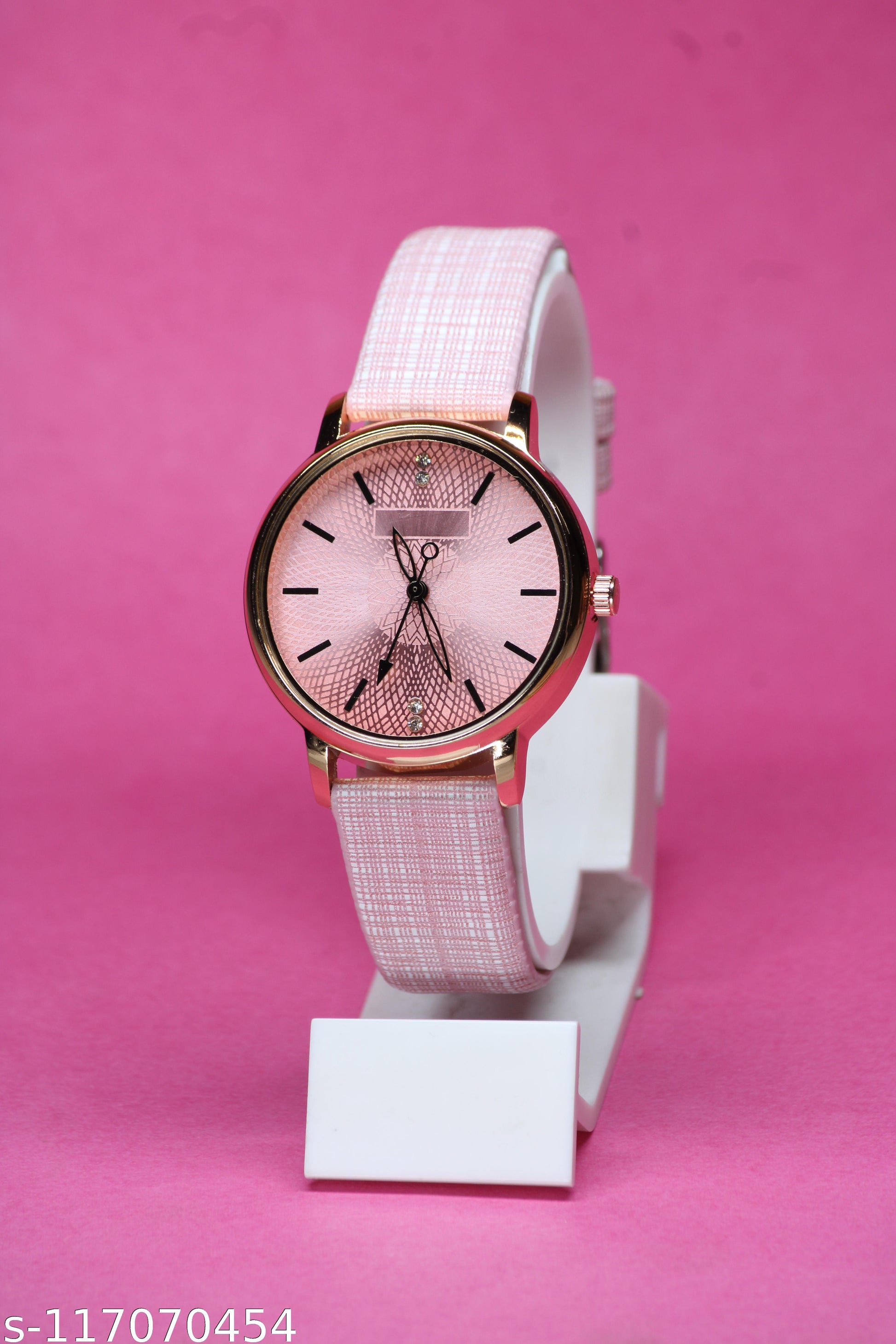 Gorgeous Solid Designer Ethnic Pink Round Dial Attractive Slim Fit Leather - Image 4