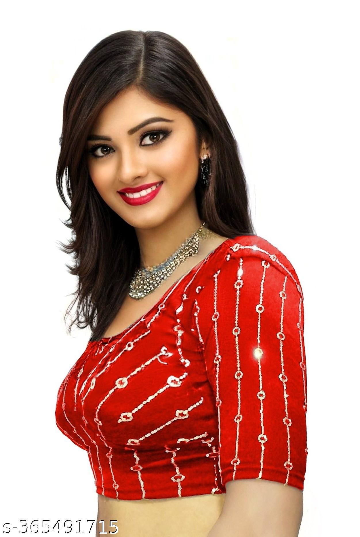 Stylish Readymade Blouse with Golden Sequin Embroidery - Unixkart - View 4