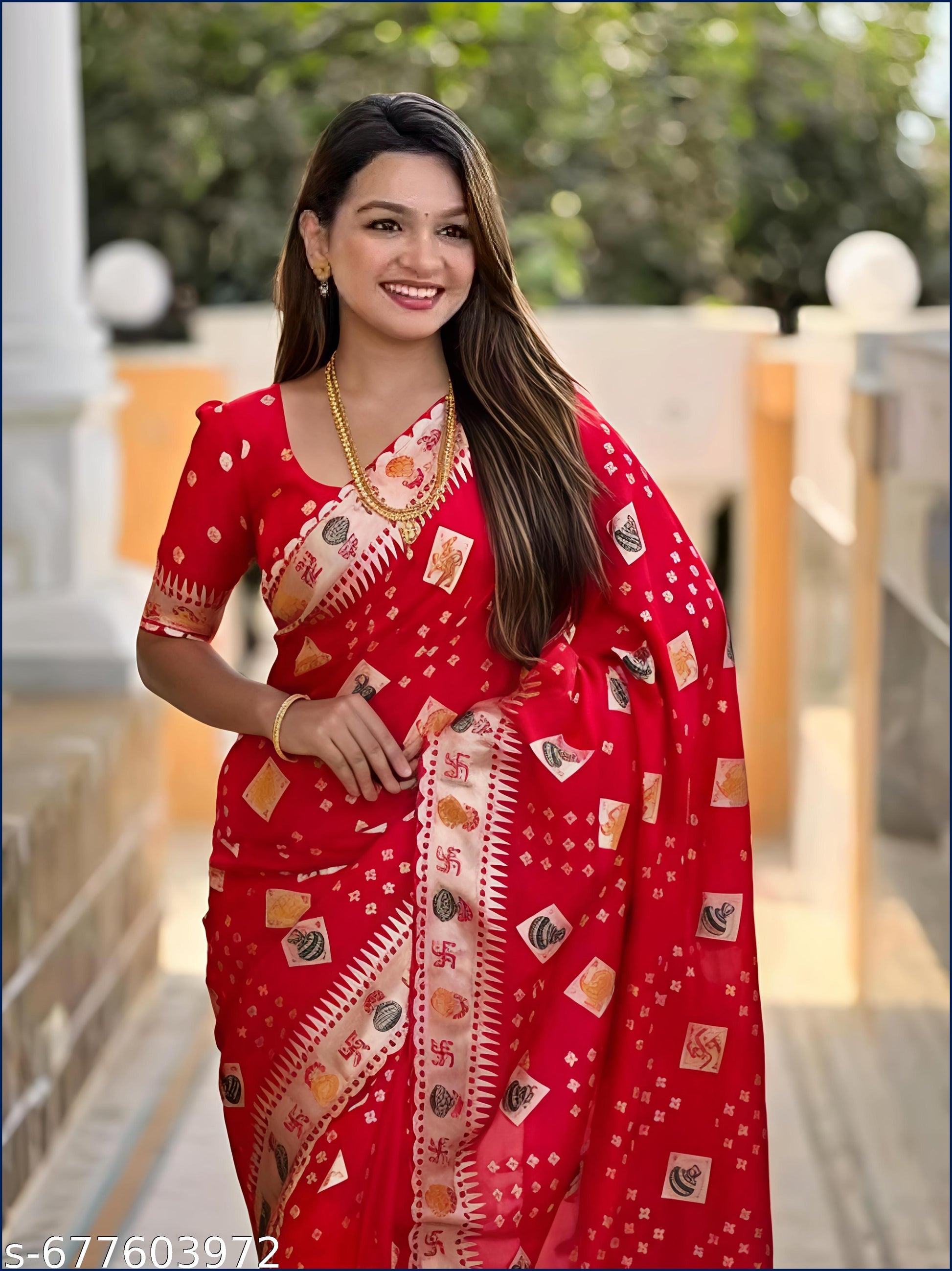 Women's Banarasi Saree Pure Kanjivaram Style Silk Saree With Blouse Piece for Wedding - Unixkart - View 4