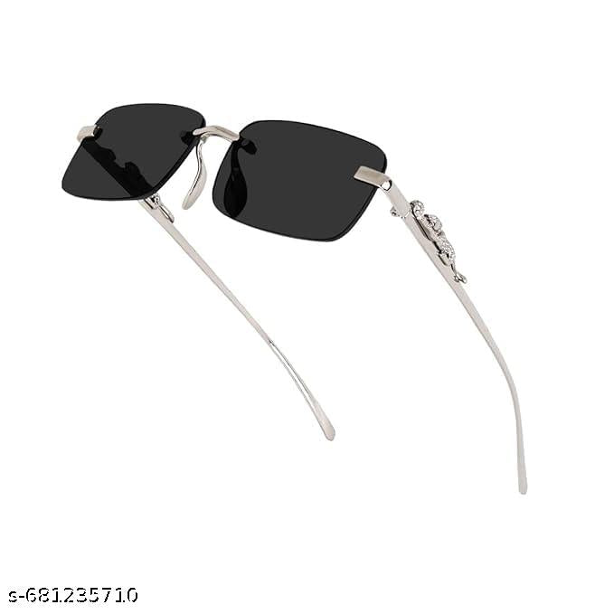 Rimless luxury Sunglasses Silver Frame,Goggles For Men's and Women's UV - Image 4