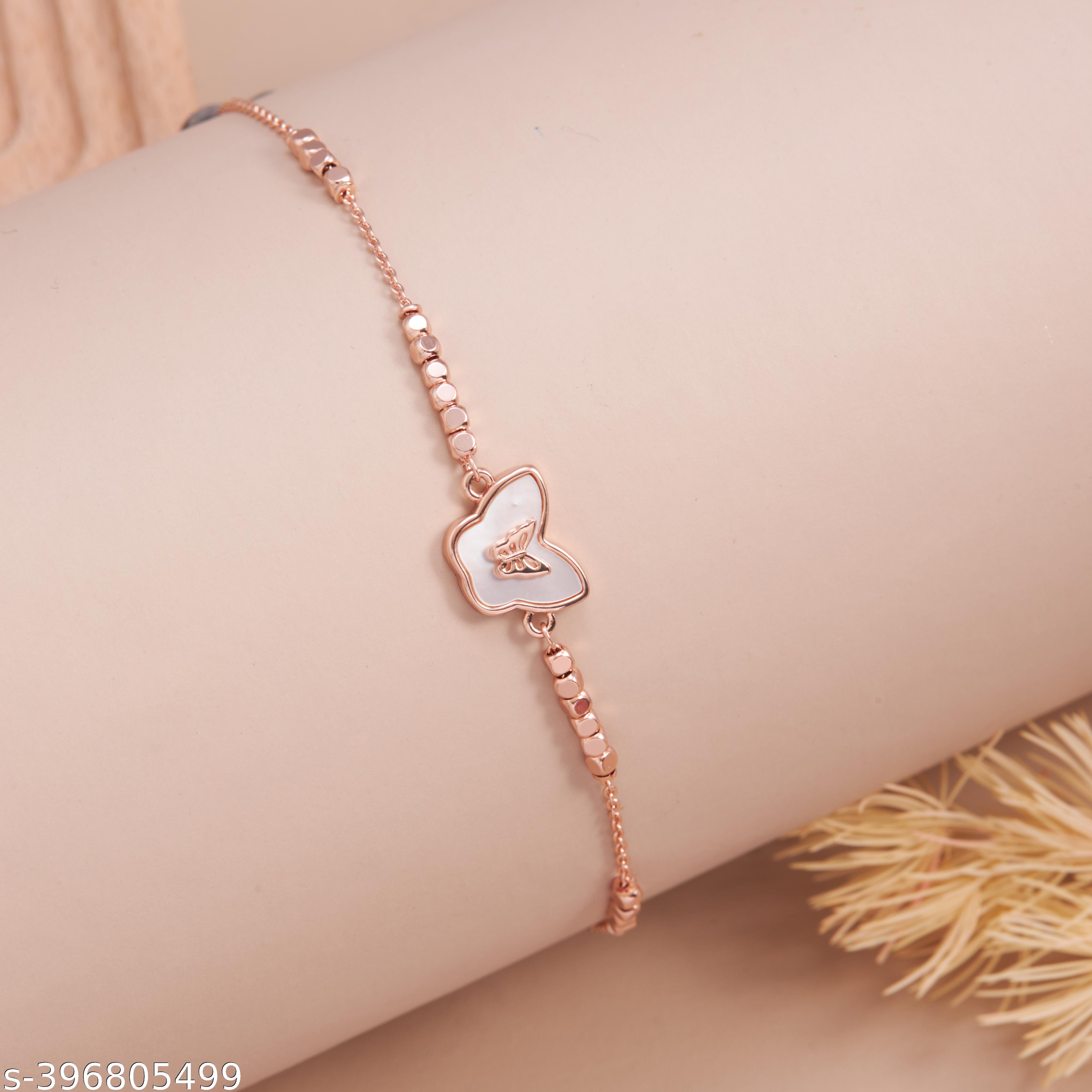 Elegant Rose Gold-Plated Butterfly Bracelet for Women and Girls - Unixkart - View 4