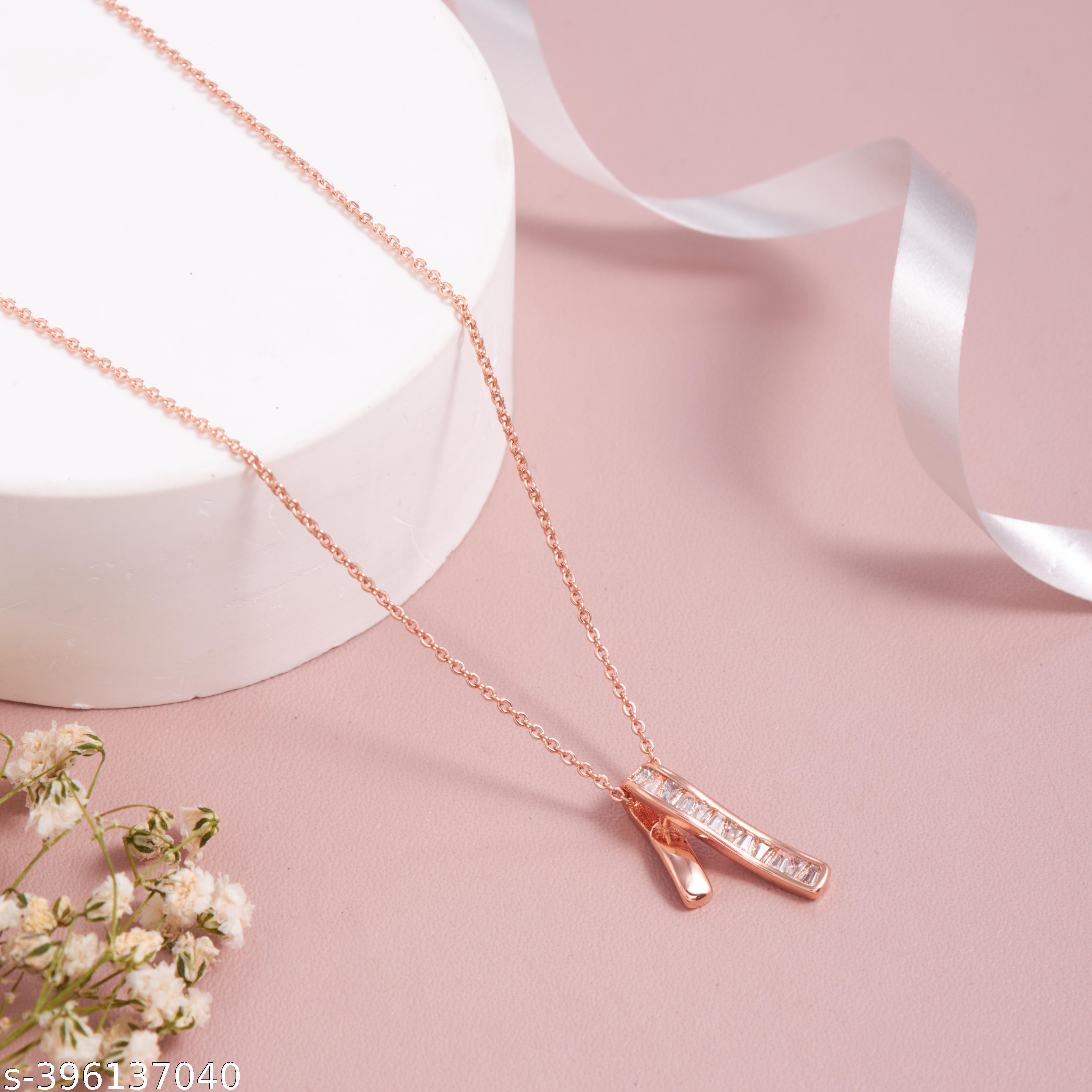 Elegant Rose Gold-Plated Dual Pendant Necklace for Women and Girls - Unixkart - View 4