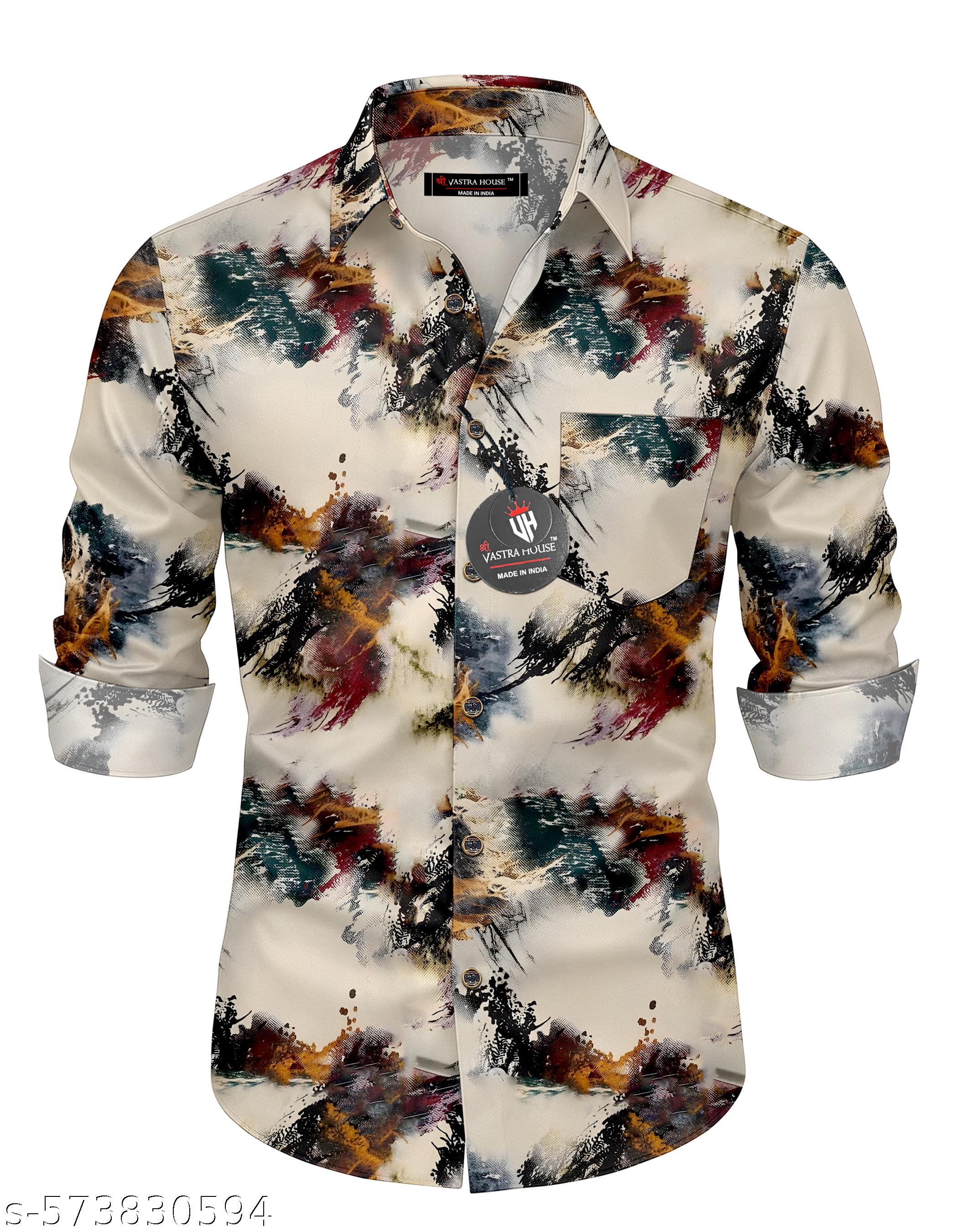 Men's Stylish Printed Solid Shirt - Unixkart - View 4