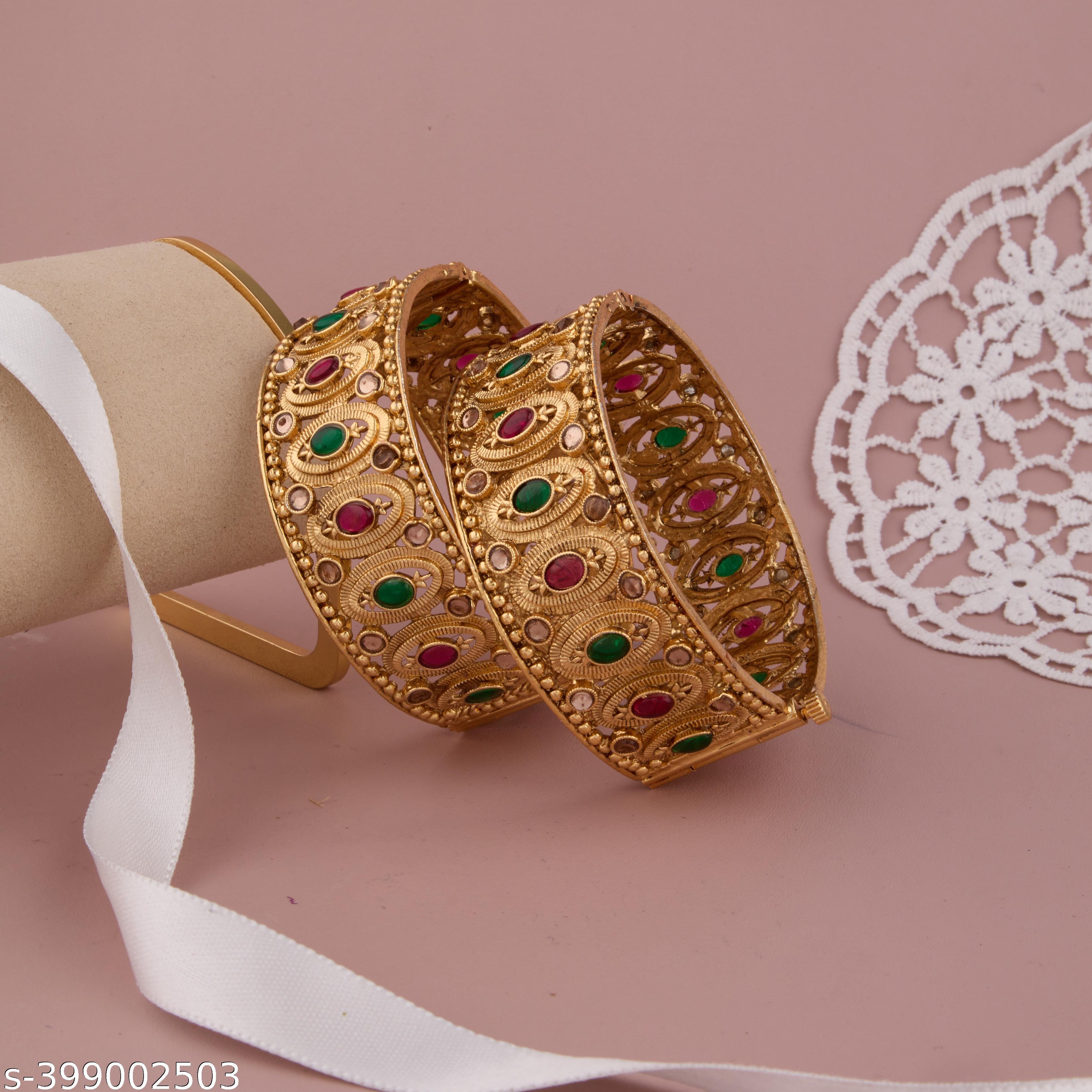 Beautiful Gold-Plated Openable Traditional Rajwadi Style Multi-Color Real Concept/Trending Patla/Kan - Unixkart - View 4