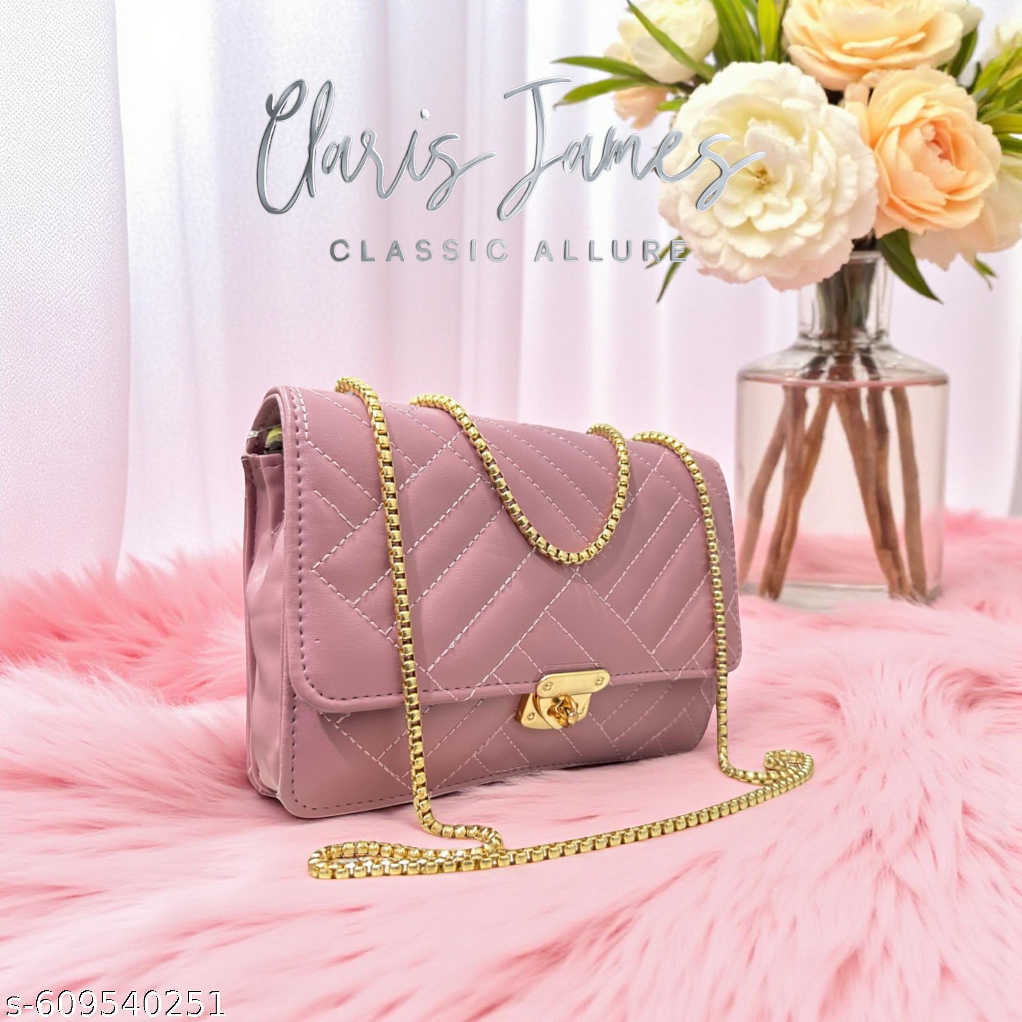 Pink chain handle beautiful twist lock gorgeous trendy slingbag women - Unixkart - View 4