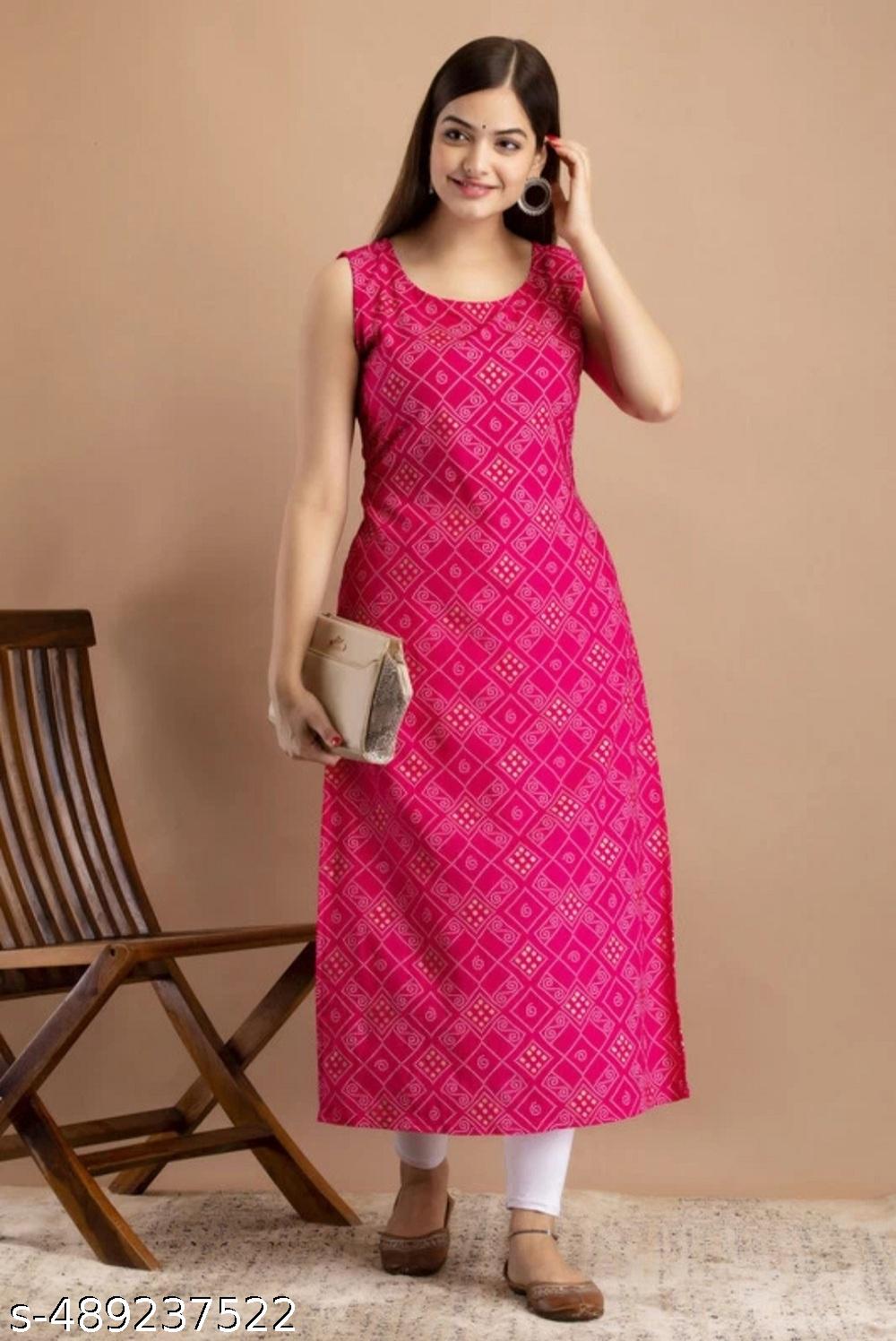 Women printed Viscose Rayon Straight A-line Kurti - Image 4