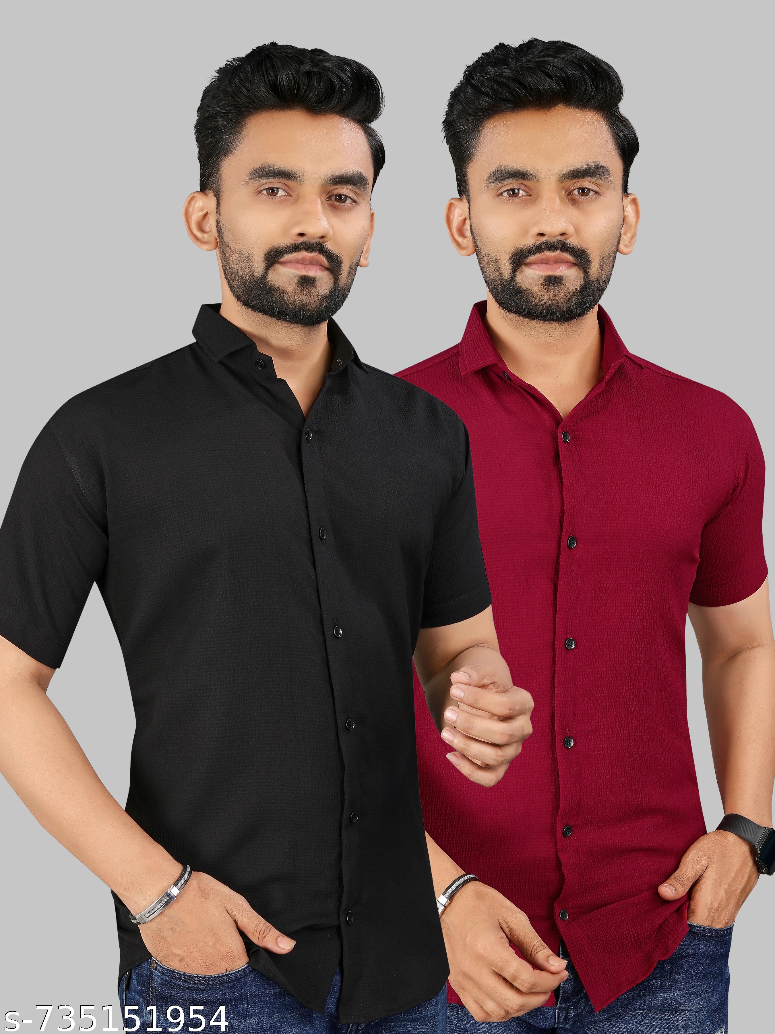 Men's Popcorn Half Sleeve Shirt Pack of 2 - Unixkart - View 4