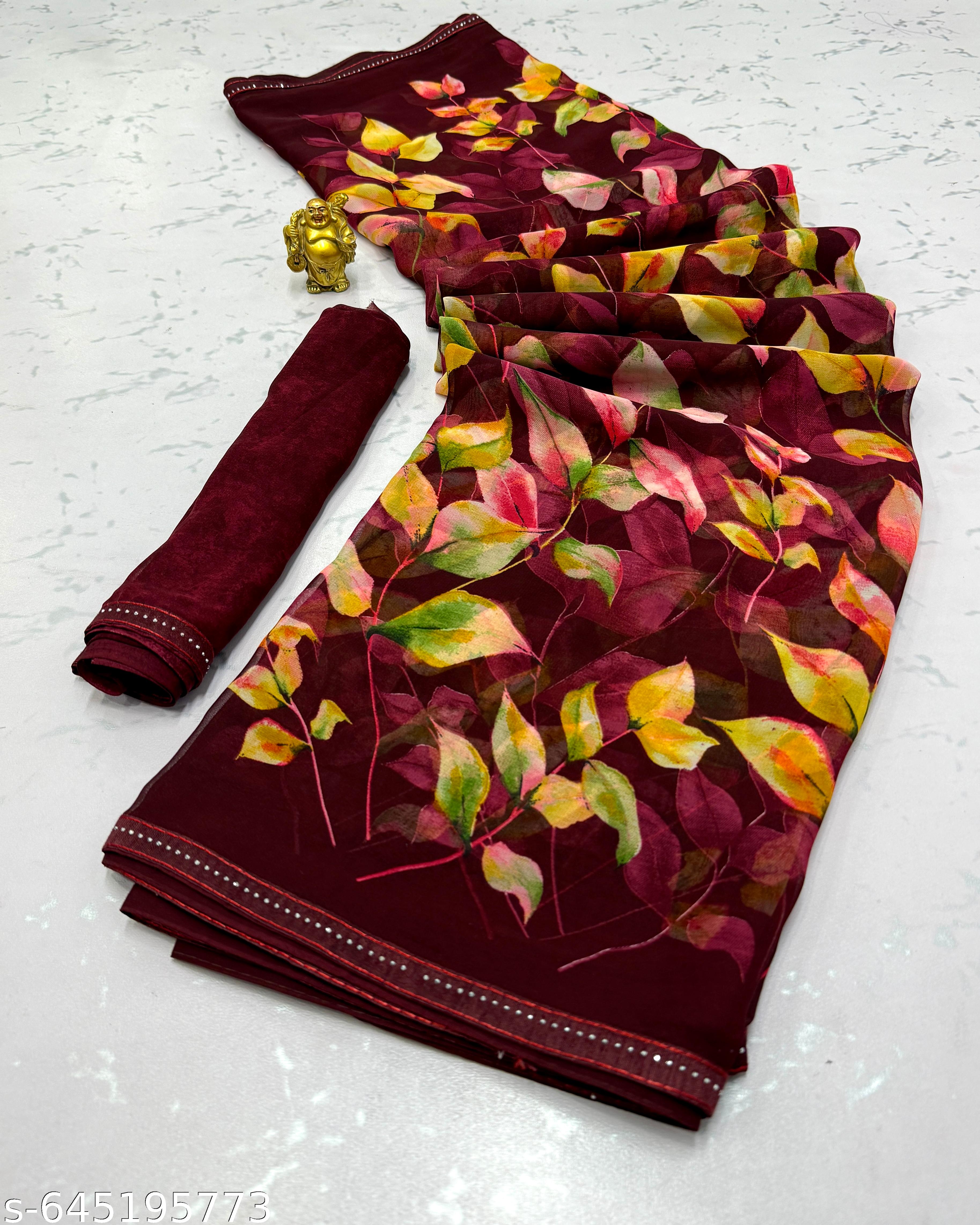 Weightless Printed Georgette Daily Wear Saree - Unixkart - View 4