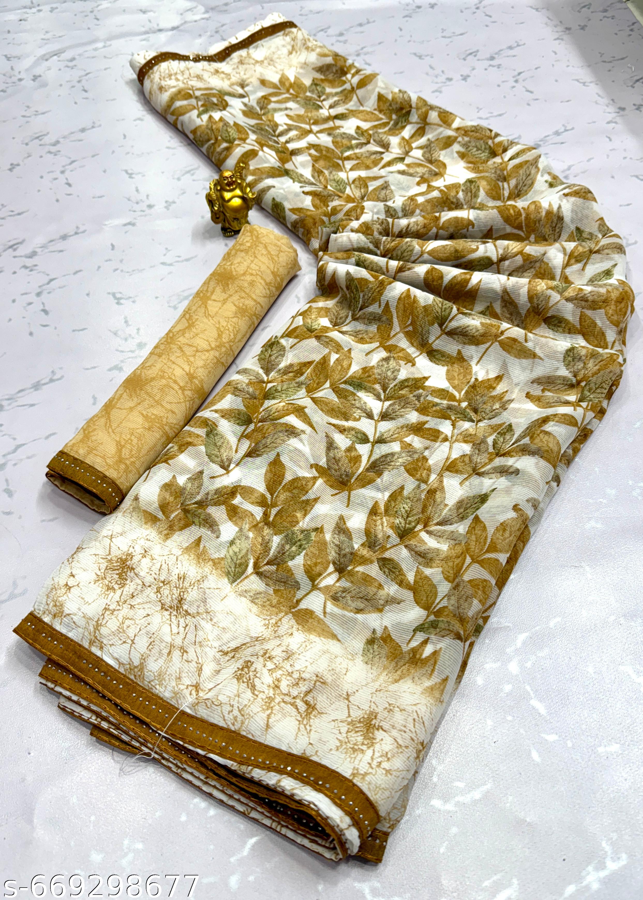 Premium White Designer Georgette Saree - Unixkart - View 4