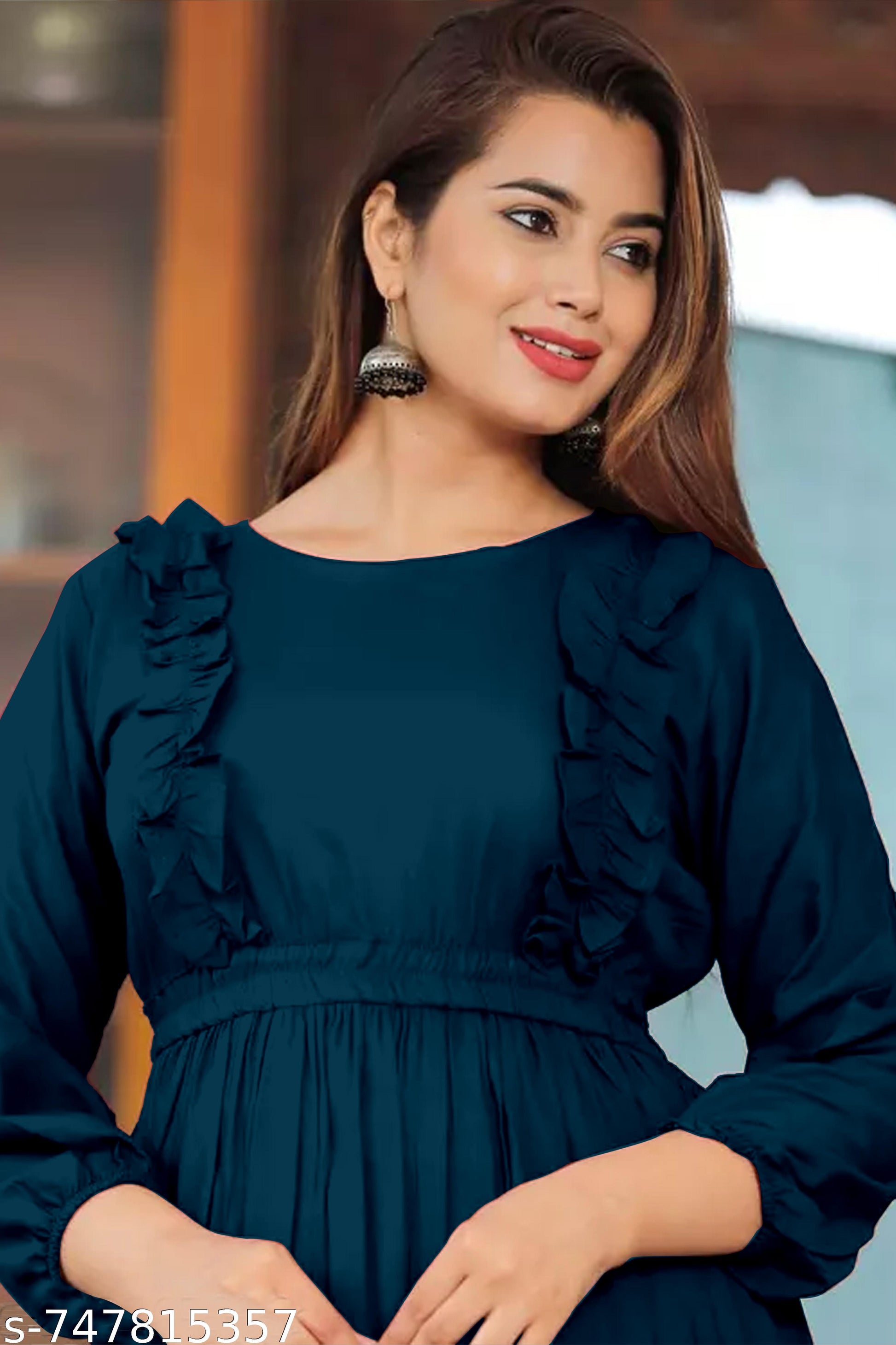 Maxi Dress with Puff Sleeves and Smocked Waist view 4