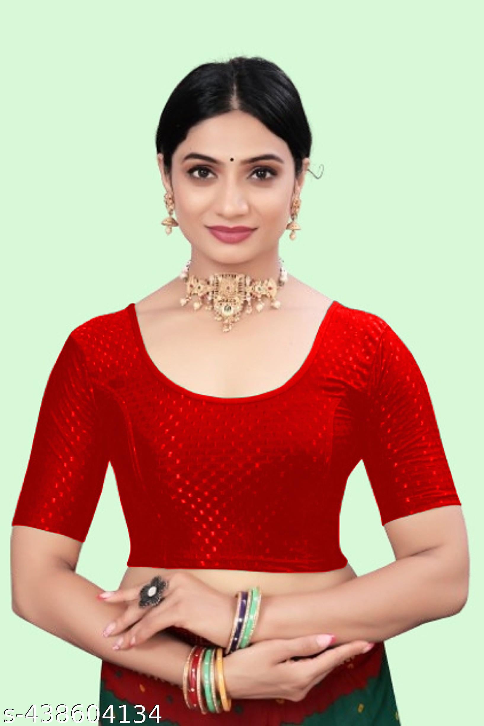 Plain Dobby Blouse Readymade Blouse Lycra Stitched Blouse Stretchable Blouse Daily wear - Unixkart - View 4