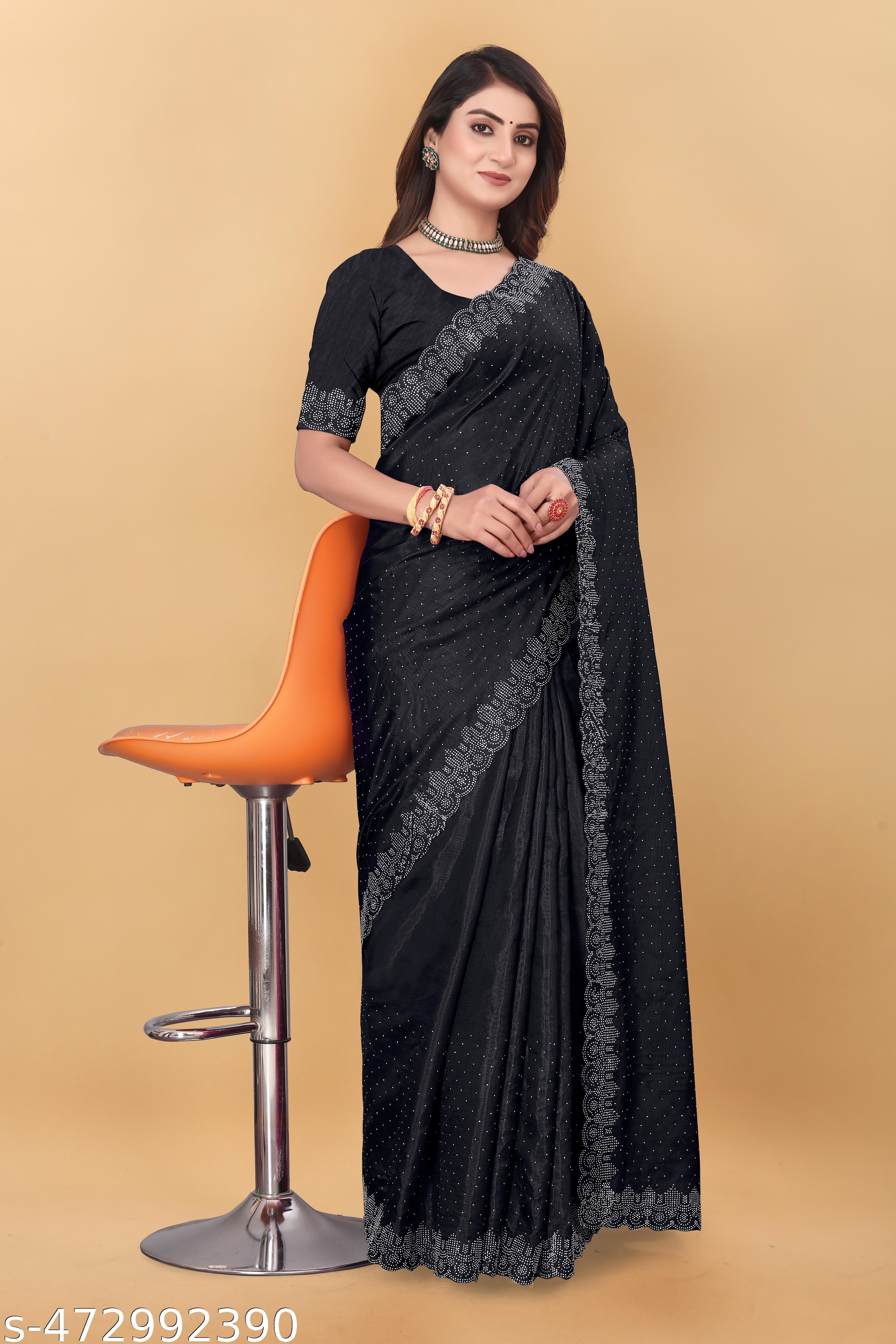 Hot Fix Georgette Silk Saree with Blouse - Unixkart - View 4
