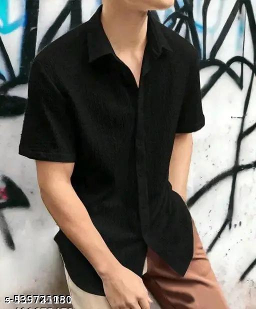 Men's Solid Spread Collar Casual Shirt - Unixkart - View 4