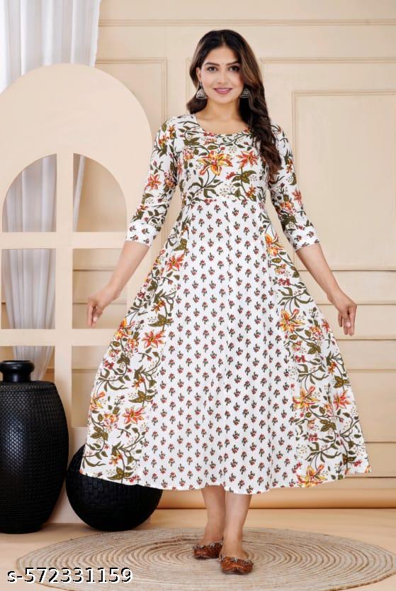 Women's Printed Anarkali Kurti - Unixkart - View 4