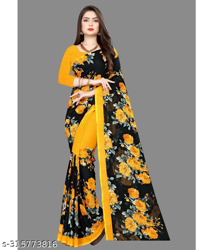 Half and half Georgettete Saree With Blouse - Unixkart