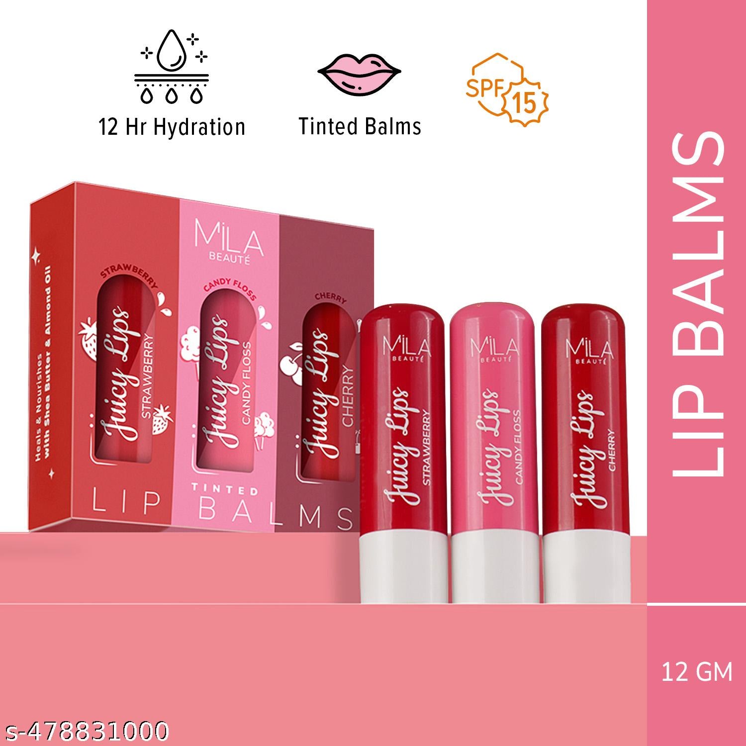 Tinted Juicy Lip Balm Combo with SPF 15 – Pack of 3 - image 4