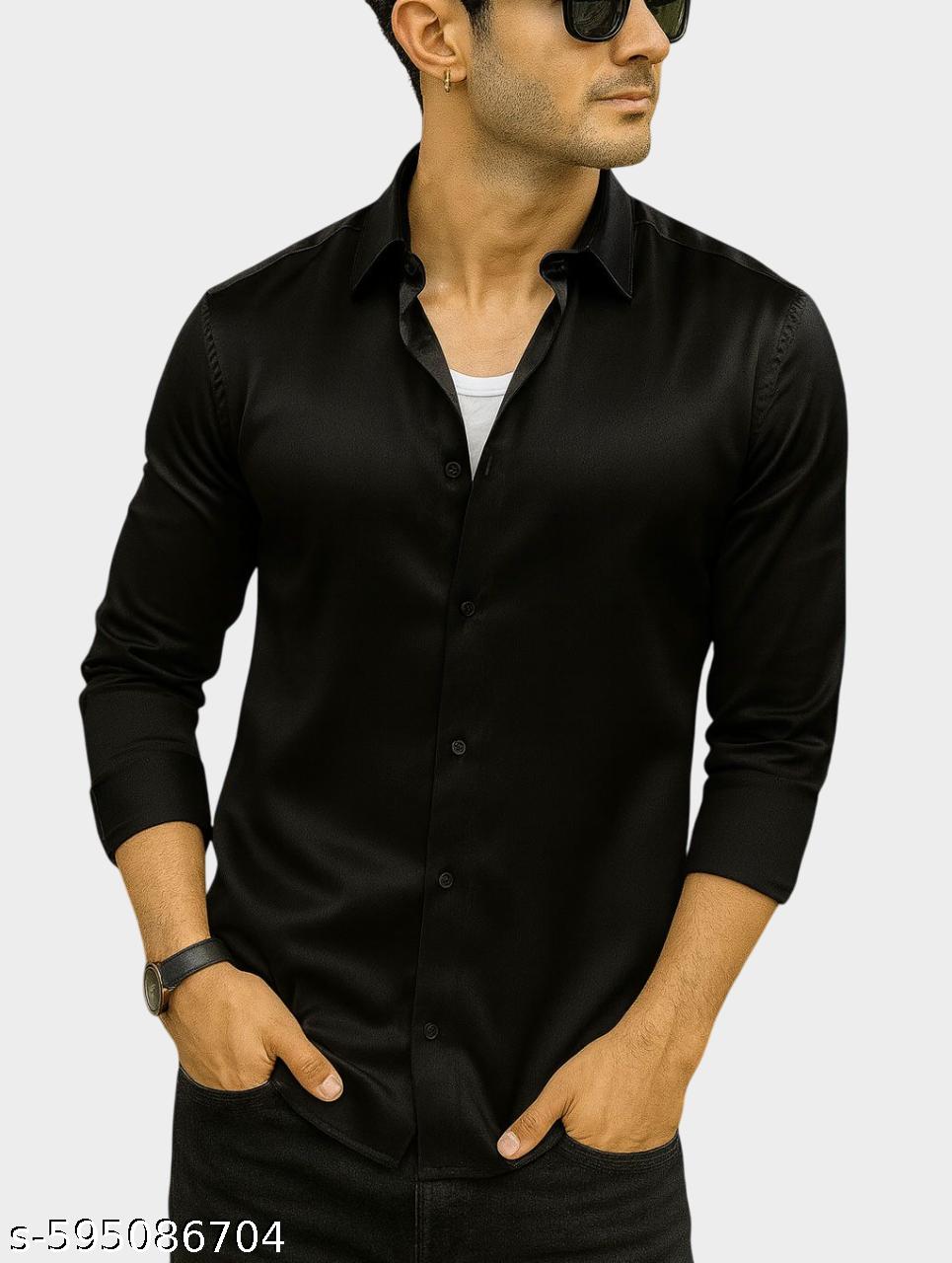 Men's Relaxed Fit Satin Cotton Mix Shirt - Unixkart - View 4