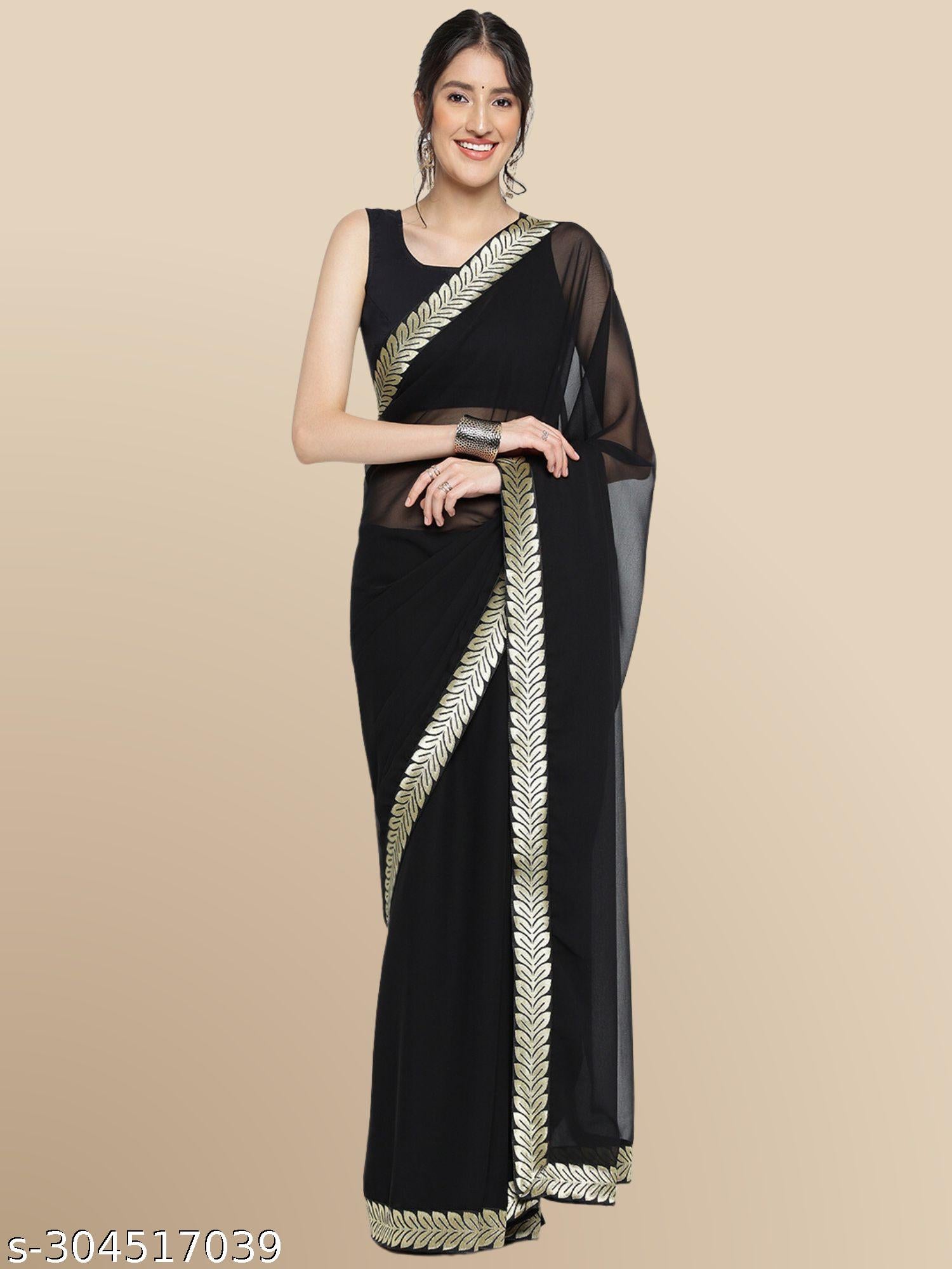 Plain Georgettete Saree - Unixkart - View 4