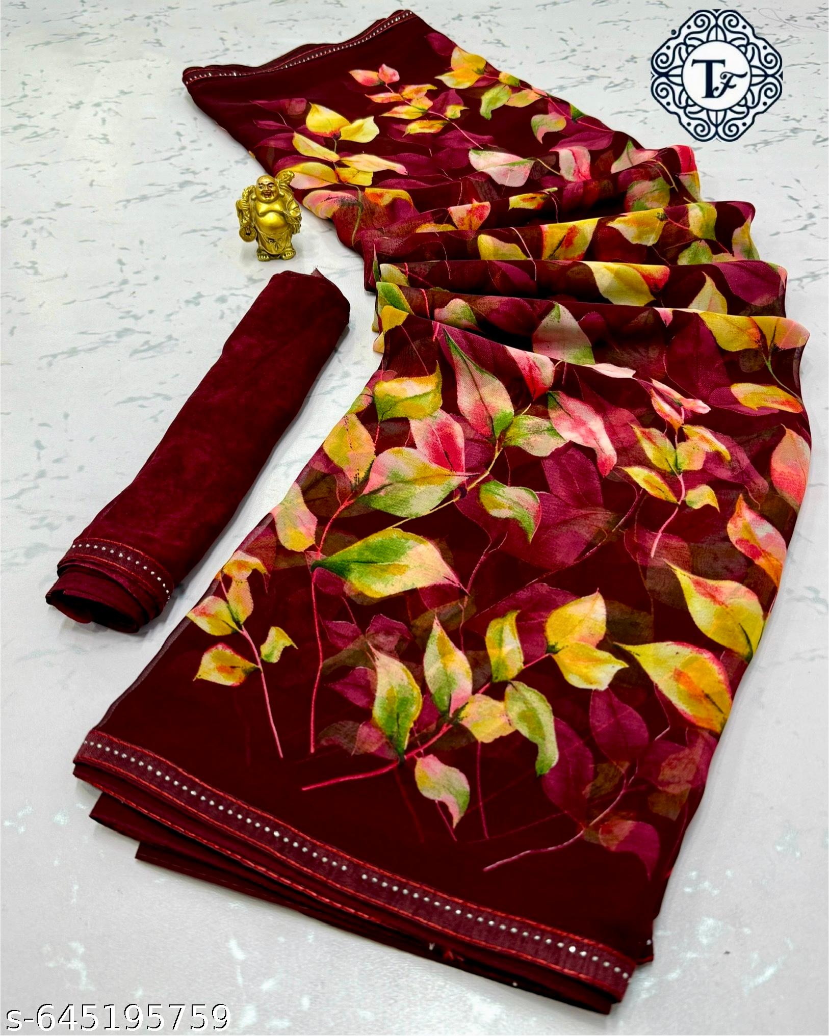 Weightless Printed Georgette Daily Wear Saree - Unixkart - View 4