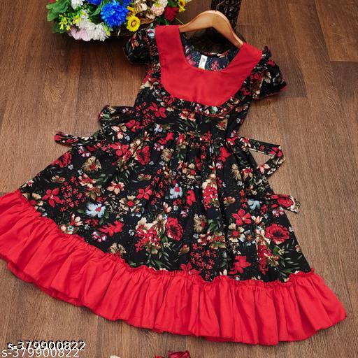 Girls Short Sleeve Floral Printed Dress - Unixkart - View 4