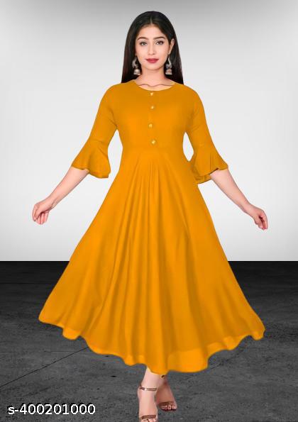 Women's Anarkali Rayon Kurti - Unixkart - View 4