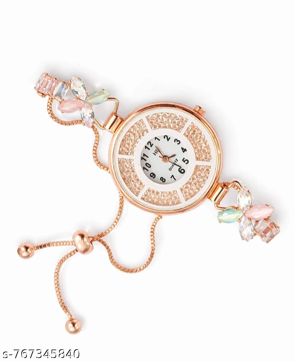 Women's Stylish Rose Gold Butterfly Bracelet Watch - image 4