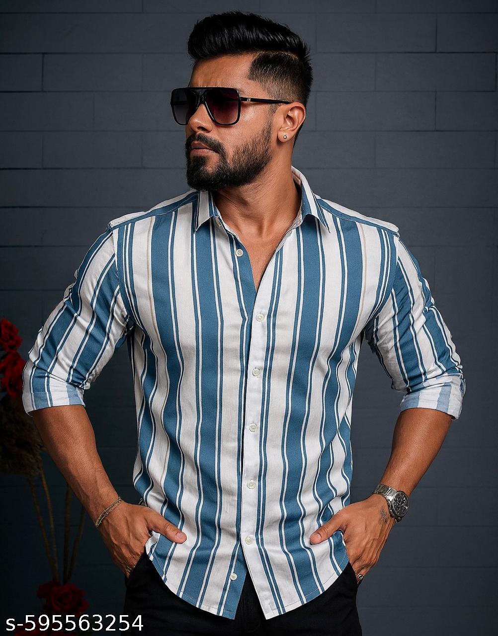 Men's Striped Lining Casual Shirt - Unixkart - View 4