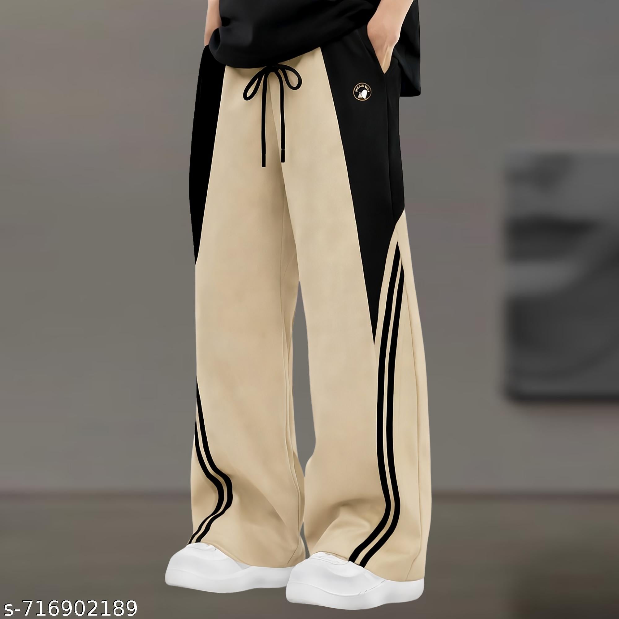 Men's Poly Twill Loose Fit Track Pants with Side Stripes - image 4