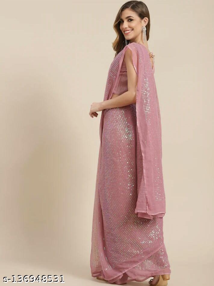 Aarmaan Fashion Embellished Bollywood Georgettete Saree (onion) - Unixkart