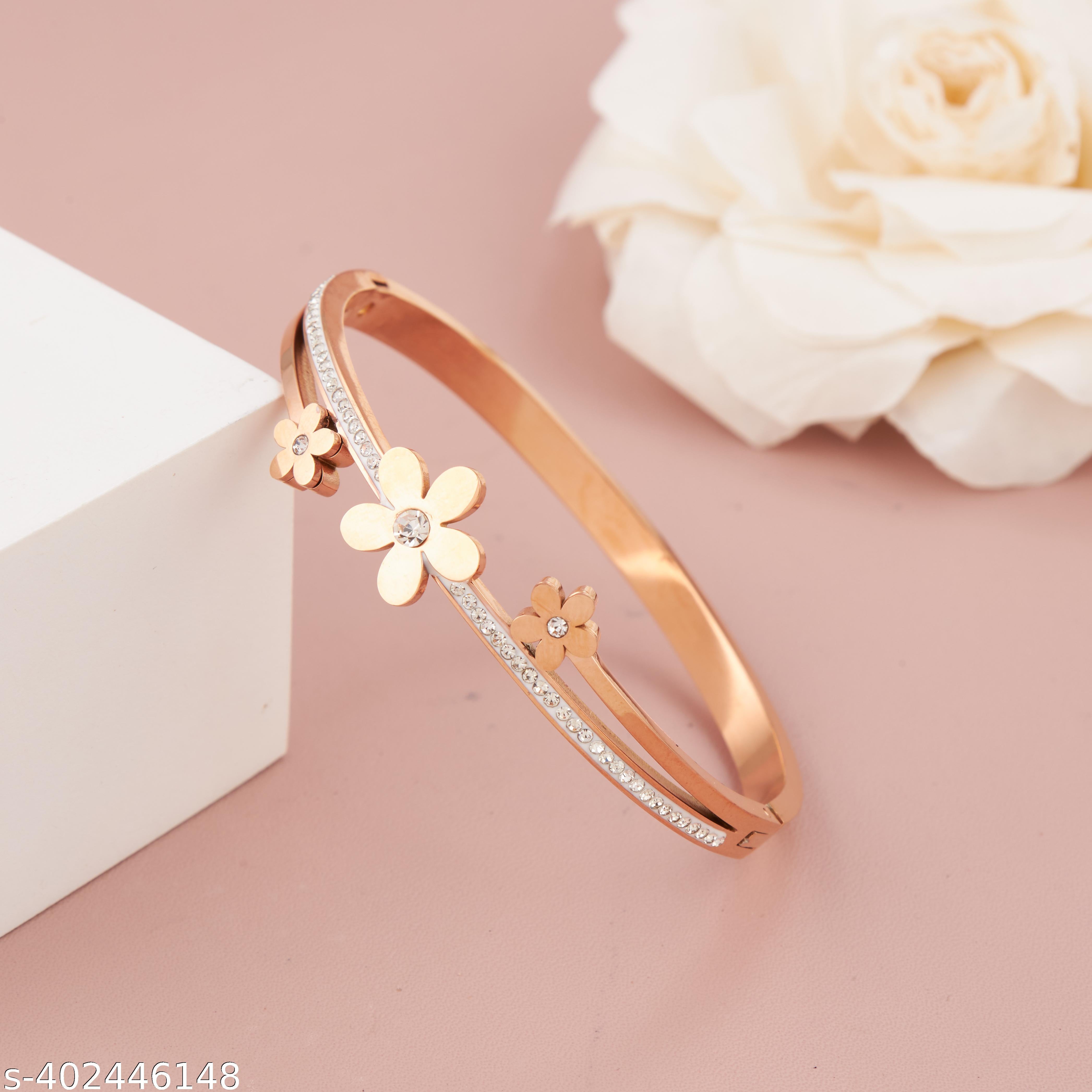 ROSEGOLD STAINLESS STEEL ANTI-TARNISH PREMIUM QUALITY BRACELET FOR GIRLS AND WOMEN - Unixkart - View 4