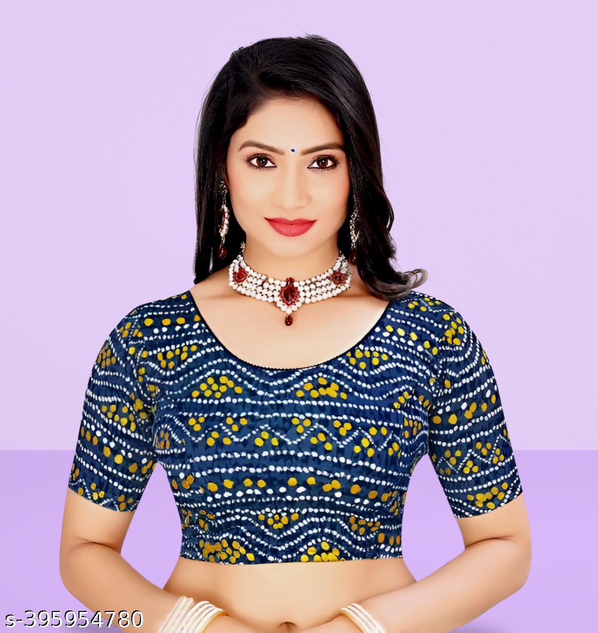 Readymade Stylish Stretchable Bandhani Design Navratri Special Printed Partywear Festival Blouse For - Unixkart - View 4