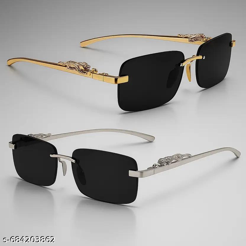 Stylish Lion Gold & Silver Sunglass for Women and Men (Pack Of 2) - Image 4