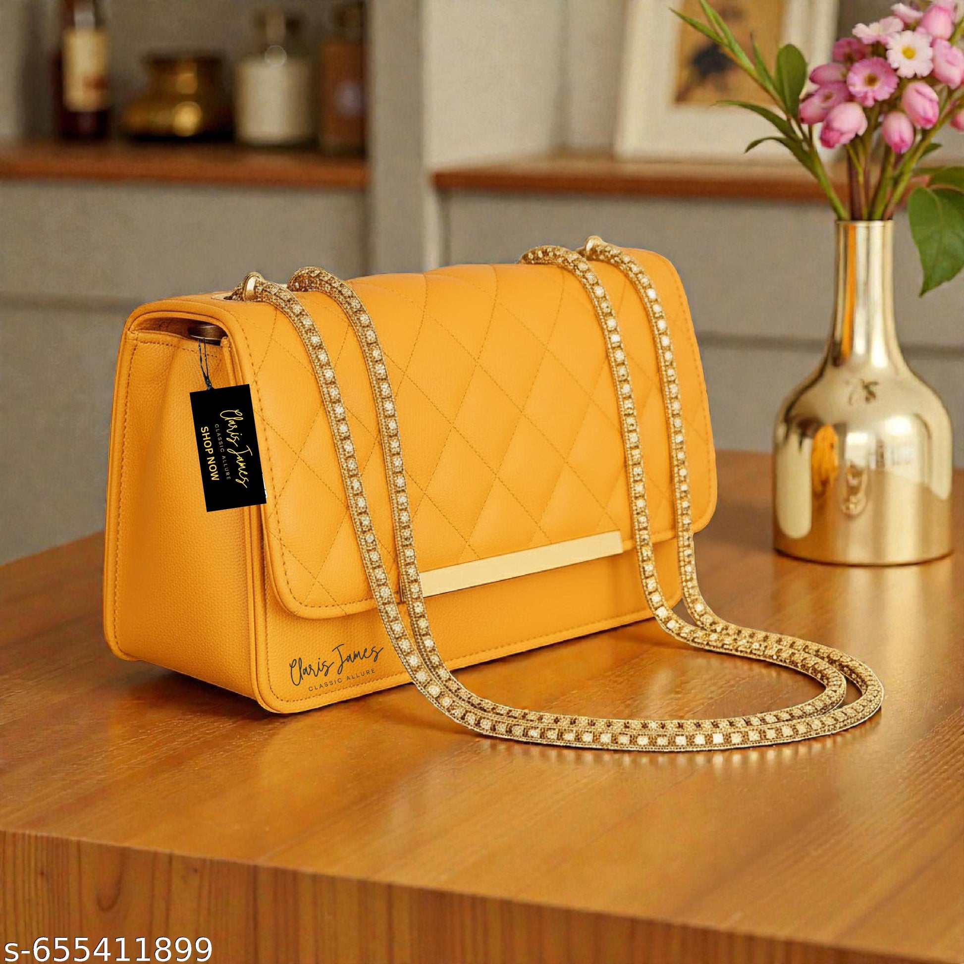 Trendy chain handle Alluring Women Slingbags Yellow - Unixkart - View 4