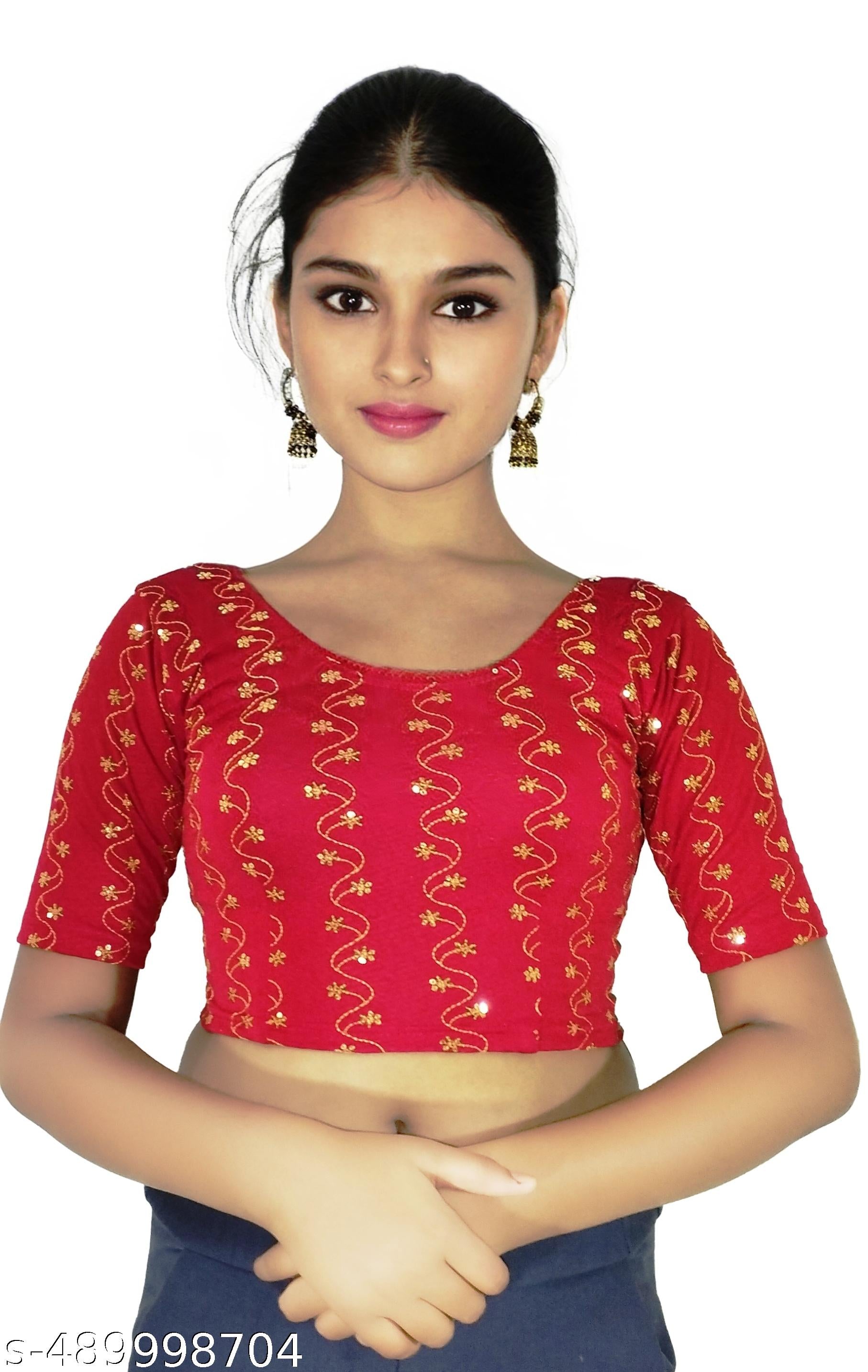 Latest Trendy Embroidery work Stretchable Lycra Blouse New Stylish Design 2025 Partywear Collection - Unixkart - View 4
