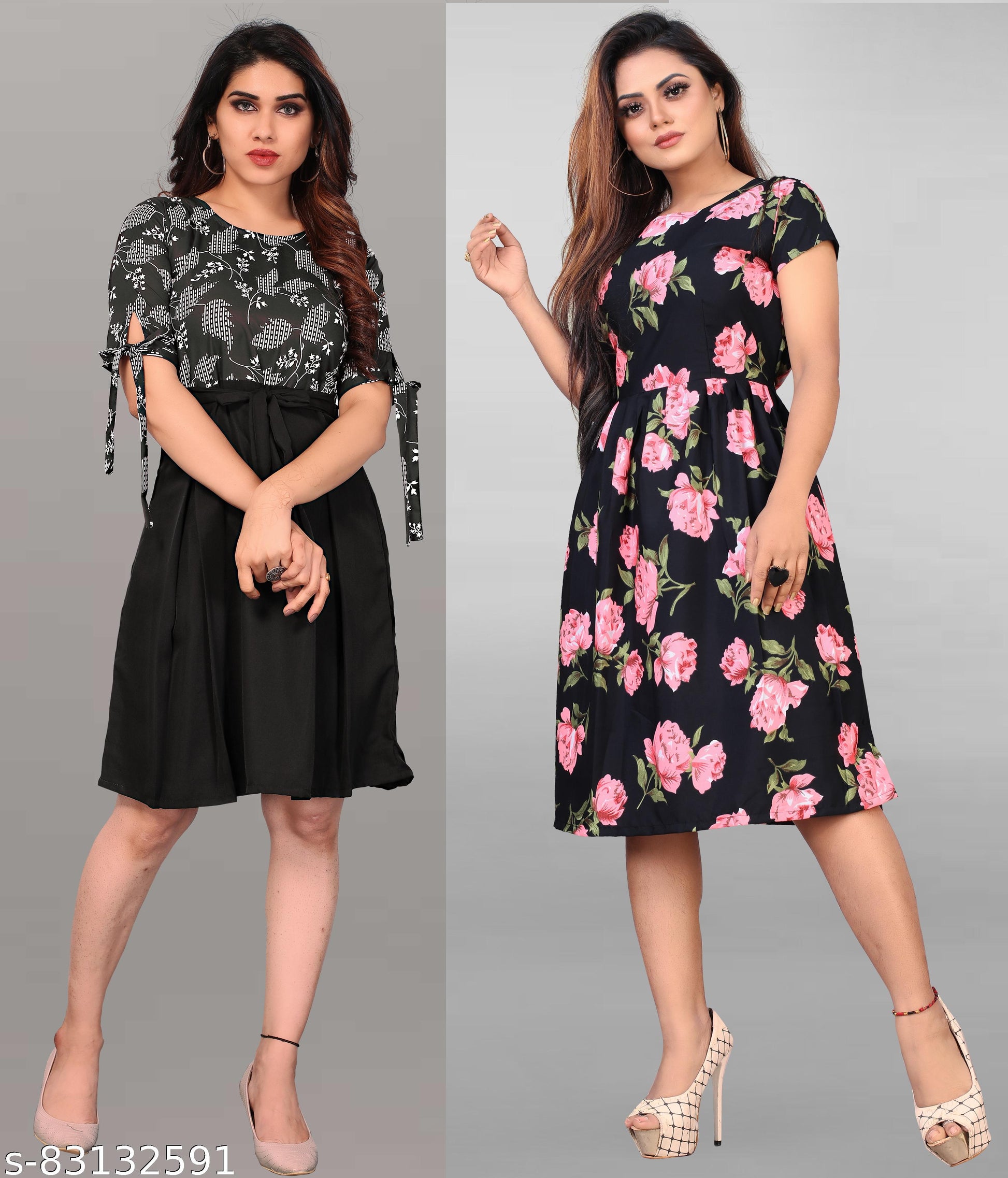 Women's A-Line Multicolour Dress - Unixkart - View 4