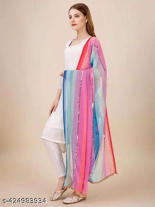 DIGITAL PRINT MULTI COLOUR DUPATTA - Unixkart - View 4