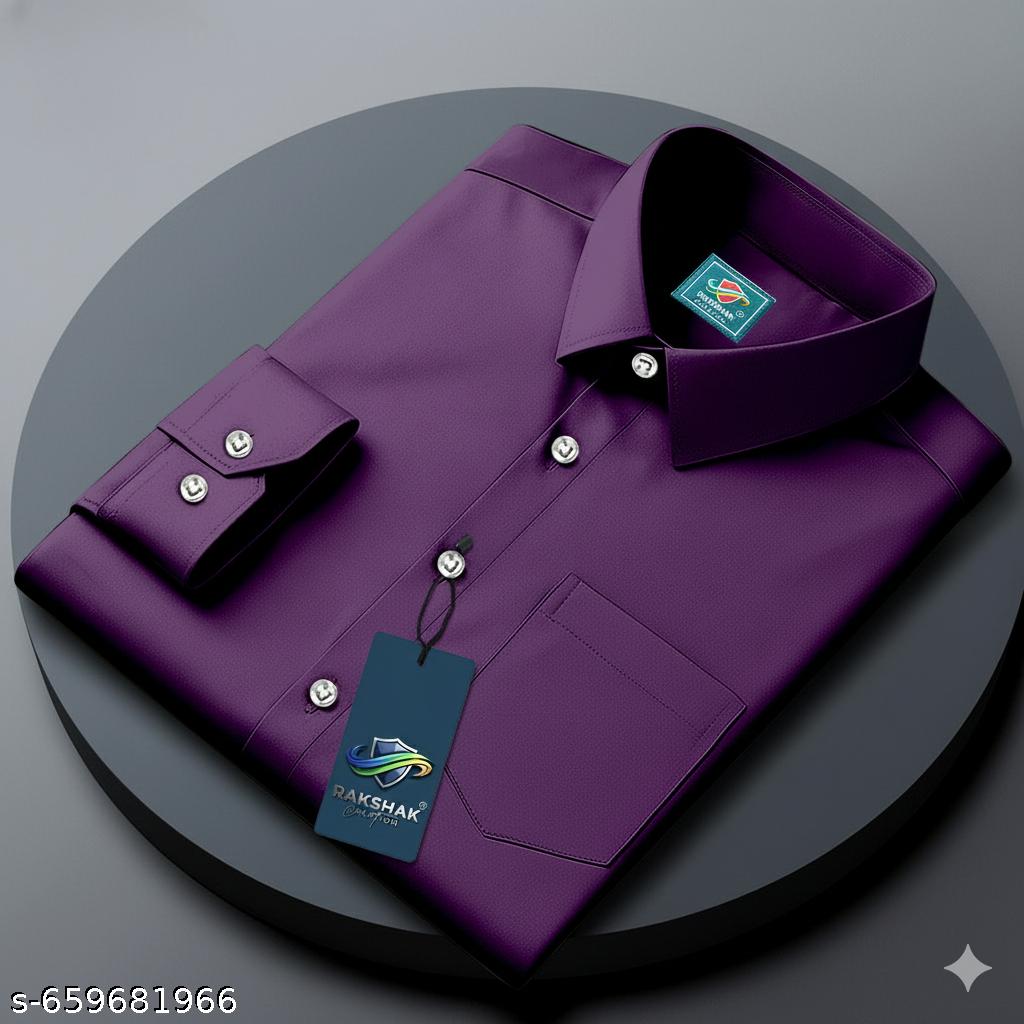 Men's Regular Fit Solid Spread Collar Shirt - Unixkart - View 4