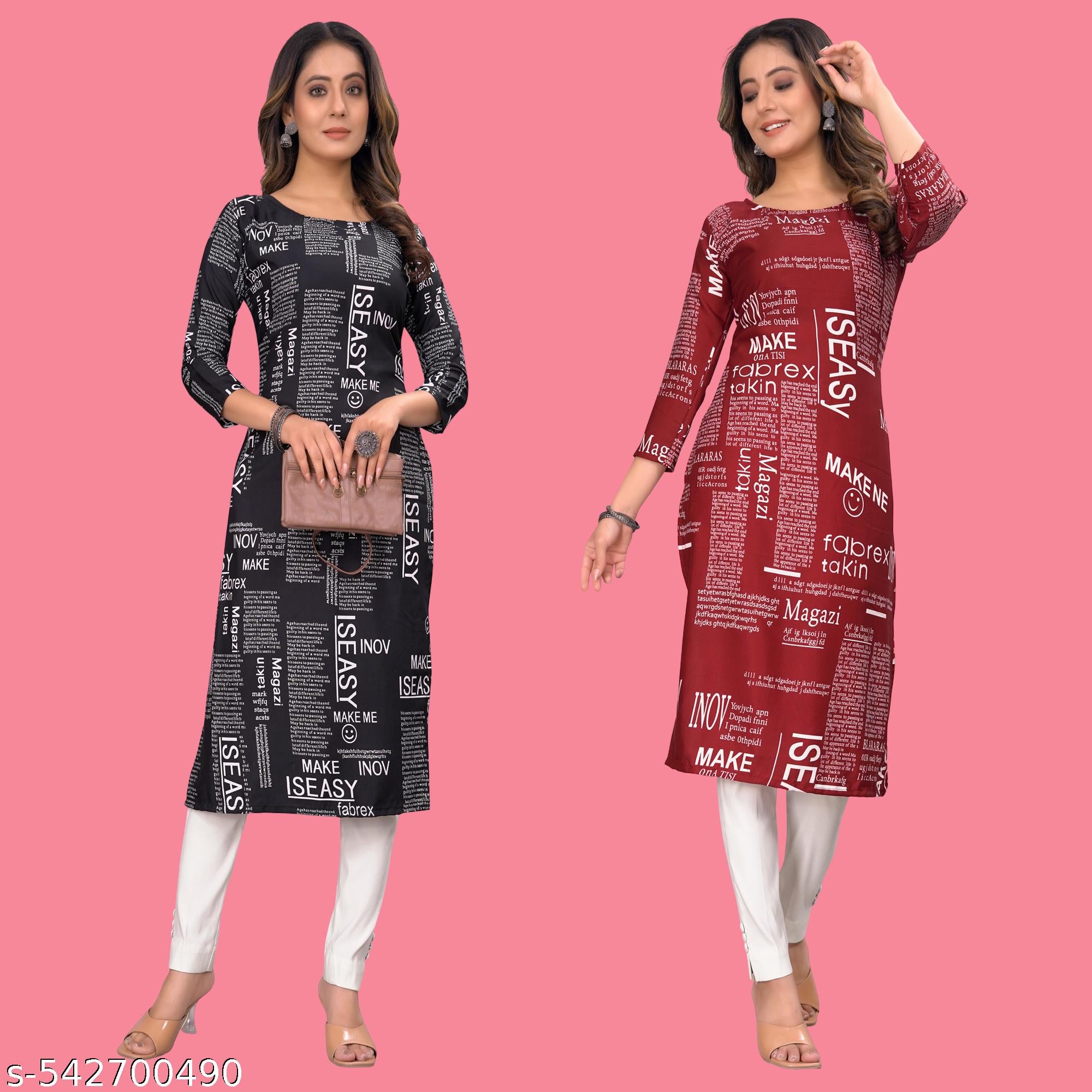 Women's A-Line Party Wear Kurti Combo - Unixkart - View 4