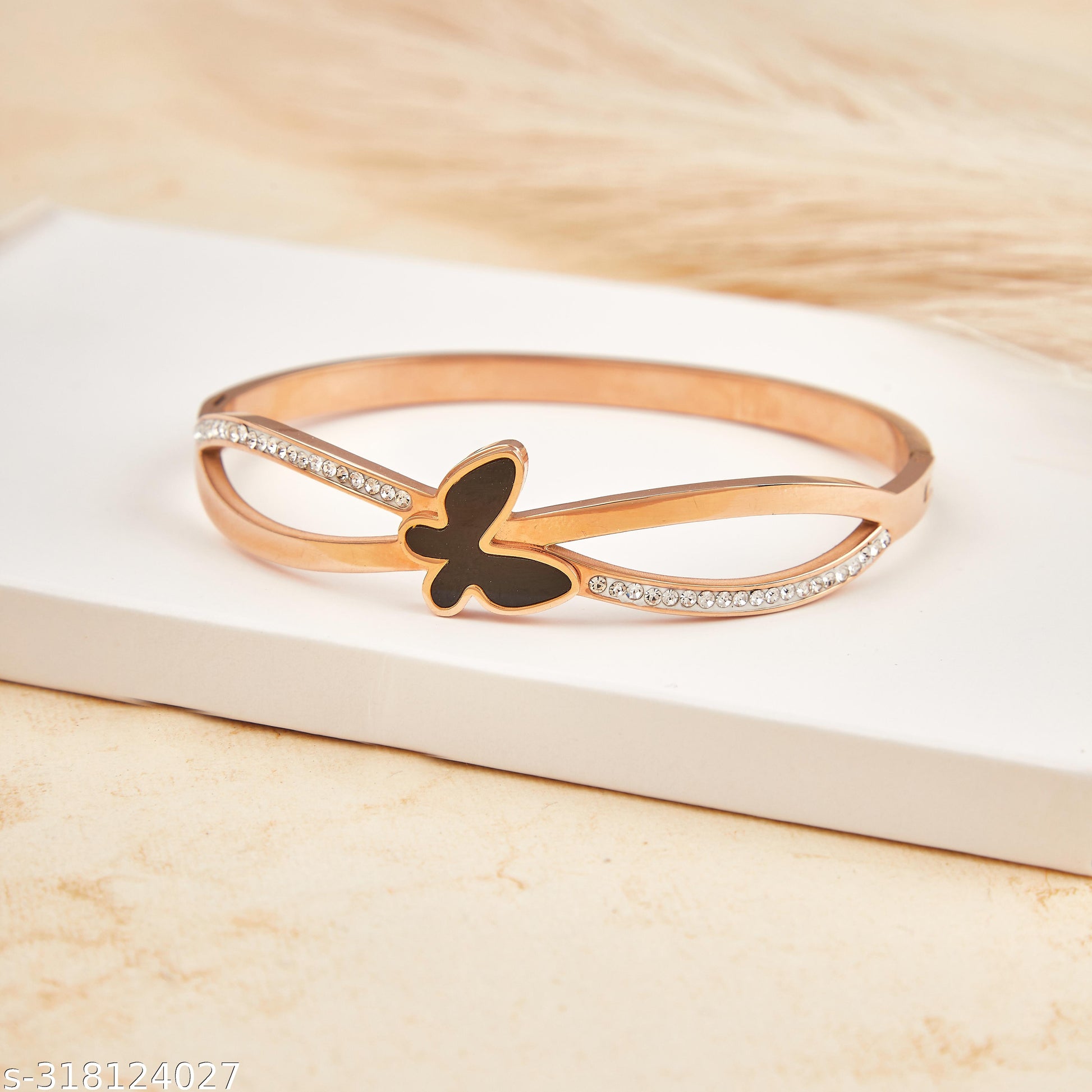 Rose Gold-Plated Butterfly Bracelet for Women and Girls - Unixkart - View 4