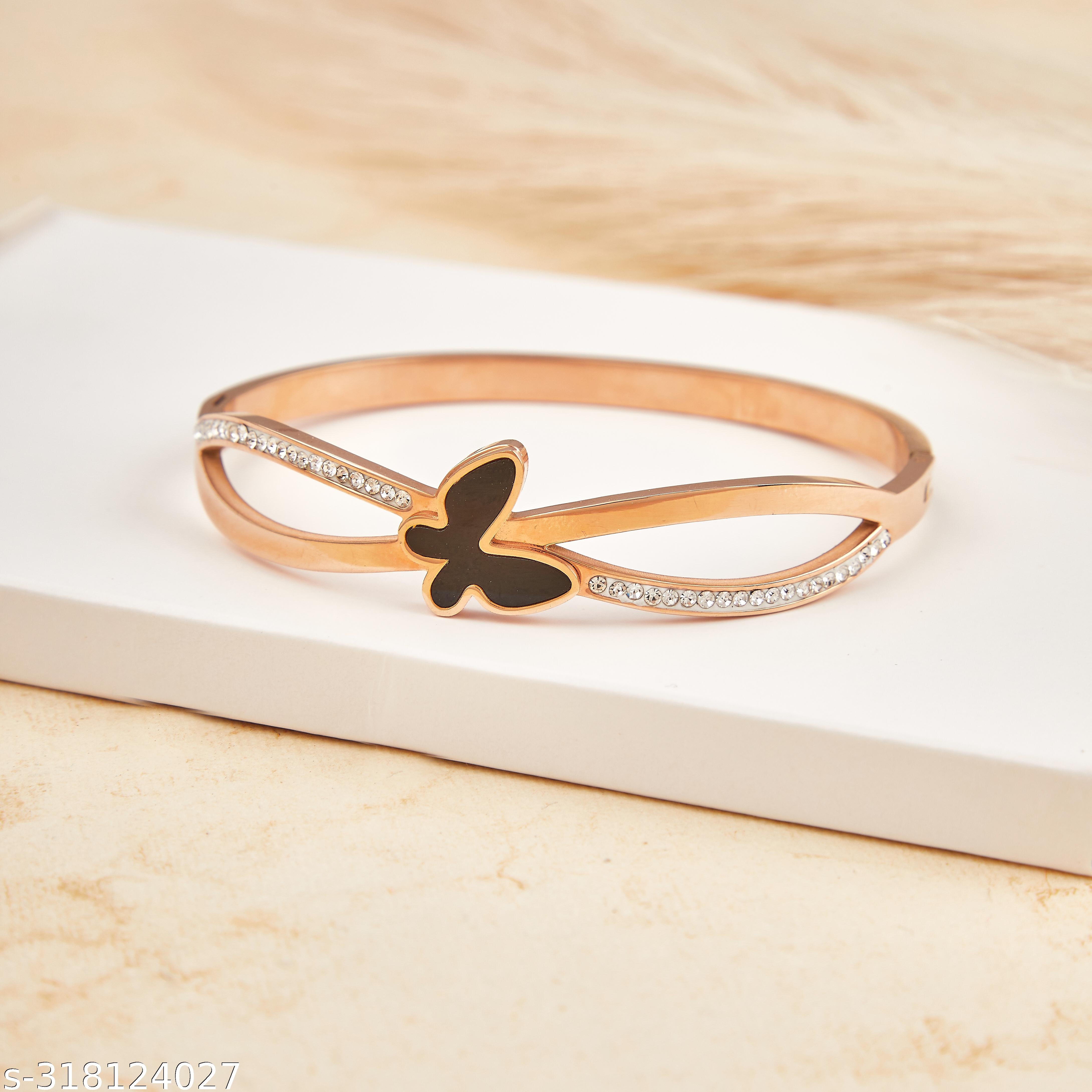 Rose Gold-Plated Butterfly Bracelet for Women and Girls - Unixkart - View 4