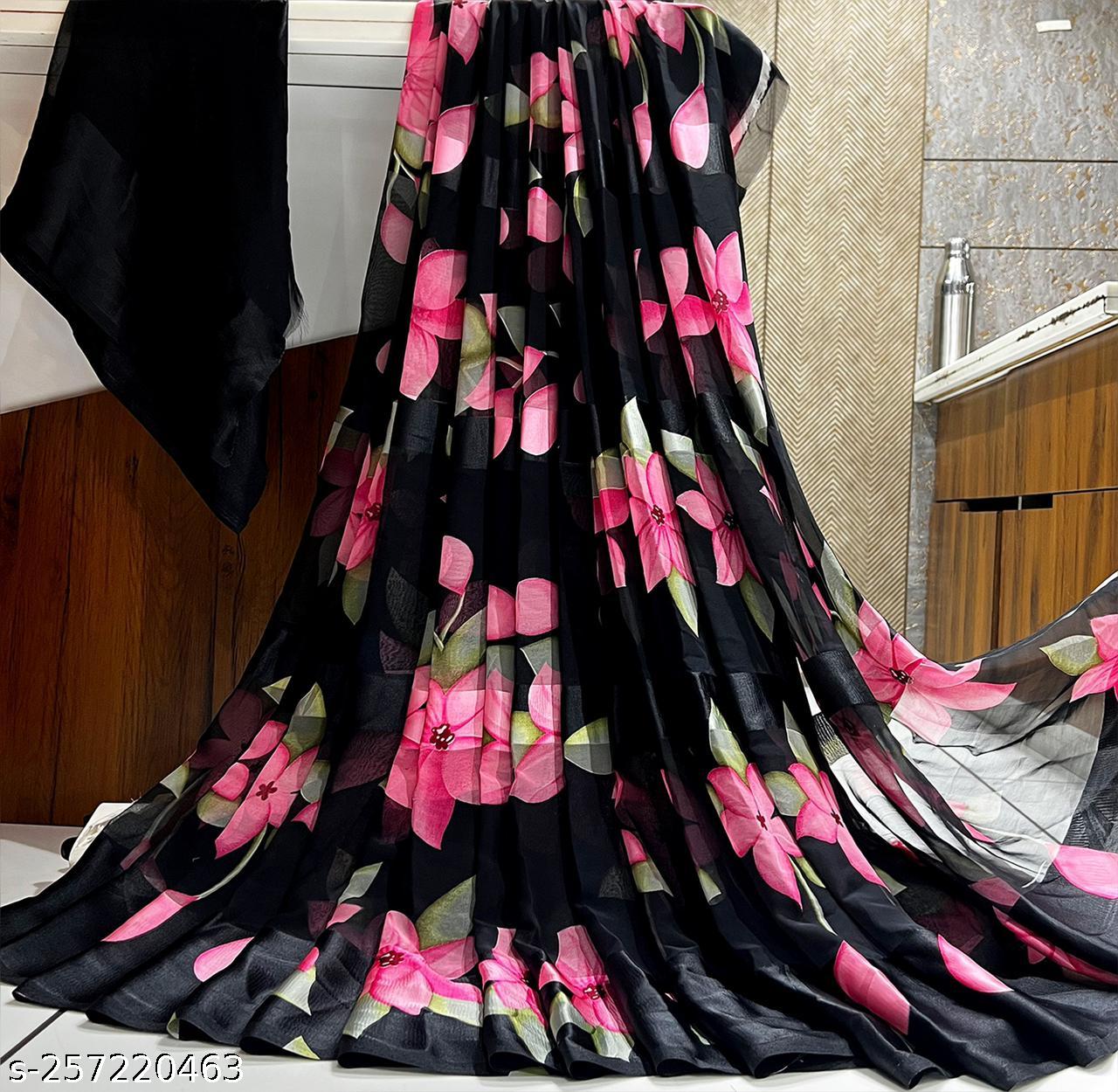 Fancy Satin Patta Saree - Unixkart - View 4