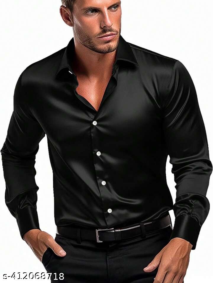 Men's Relaxed Fit Satin Cotton Mix Shirt - Unixkart - View 4