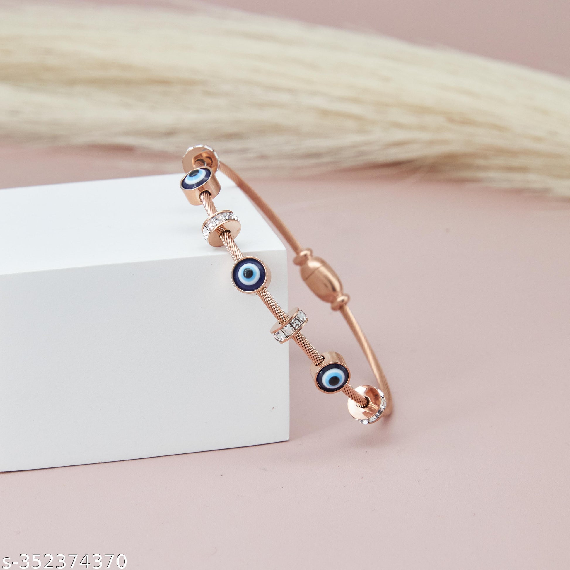 Stylish Rose Gold Evil Eye Bracelet for Women and Girls - Unixkart - View 4