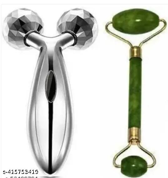 3D Jade Stone Roller Face & Body Massager with Gua Sha Tool - image 4
