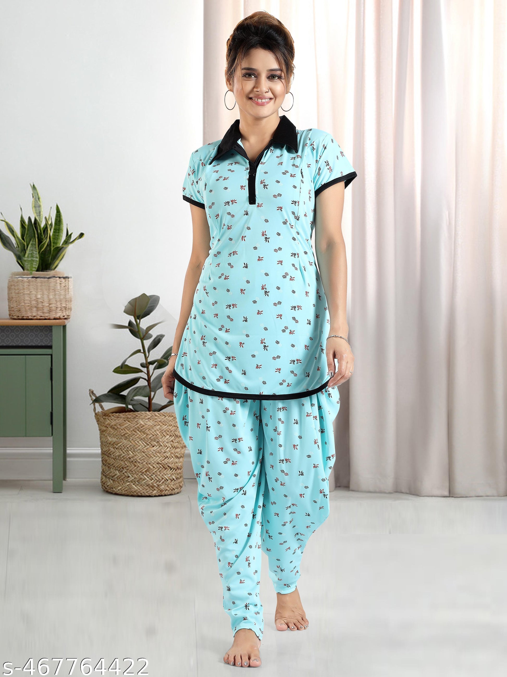 Women Polyester Fabric Feeding / Maternity Dhoti Top Night Suit /Nightwear / Nighty With Invisible Zip - View 4 - Juliate