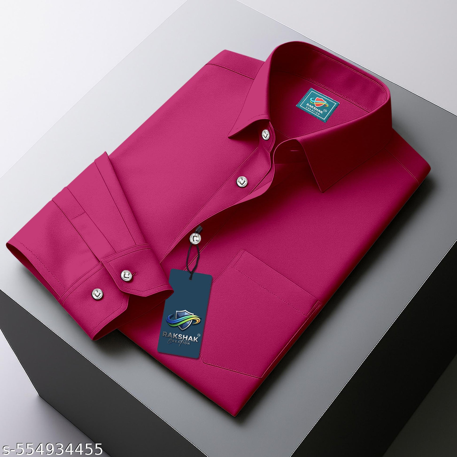 Men's Regular Fit Solid Spread Collar Shirt - Unixkart - View 4