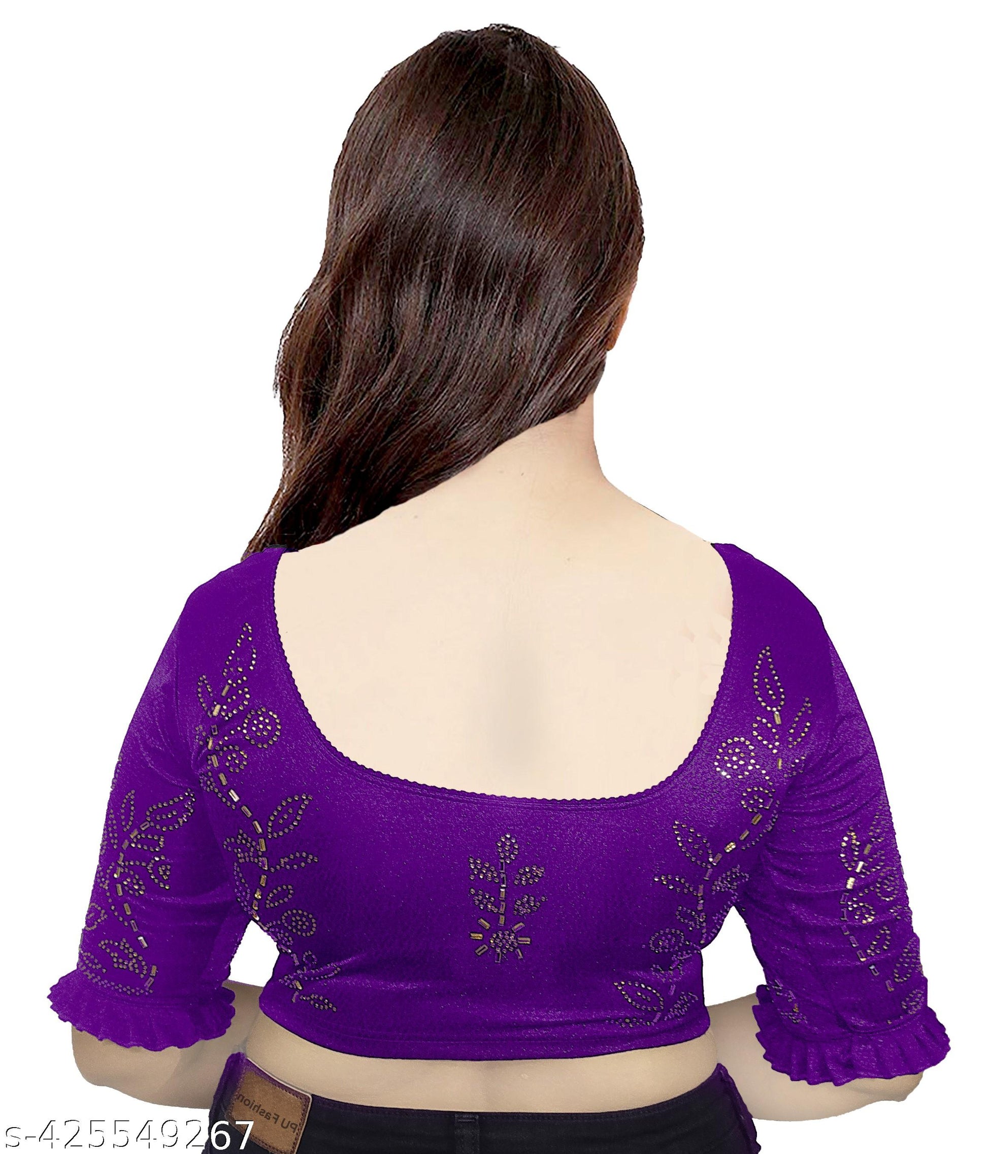 Partywear Stretchable Stylish Stone work Readymade Lycra Blouse for Women - Unixkart - View 4