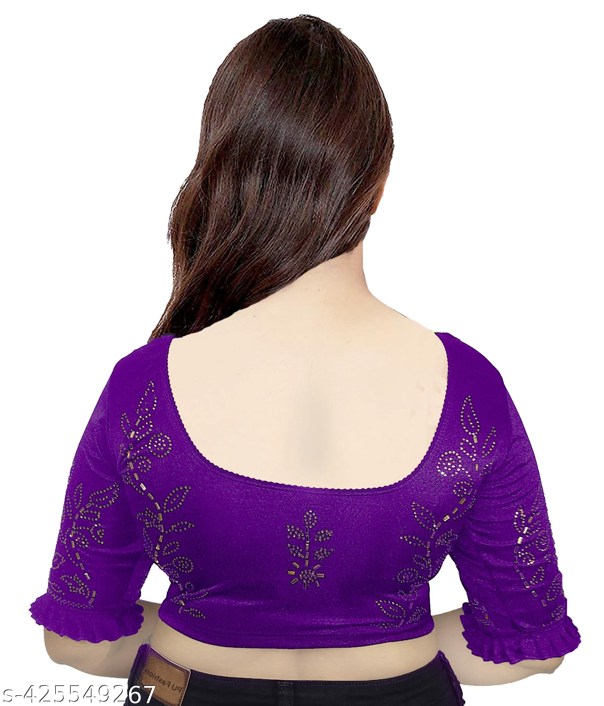 Partywear Stretchable Stylish Stone work Readymade Lycra Blouse for Women - Unixkart - View 4
