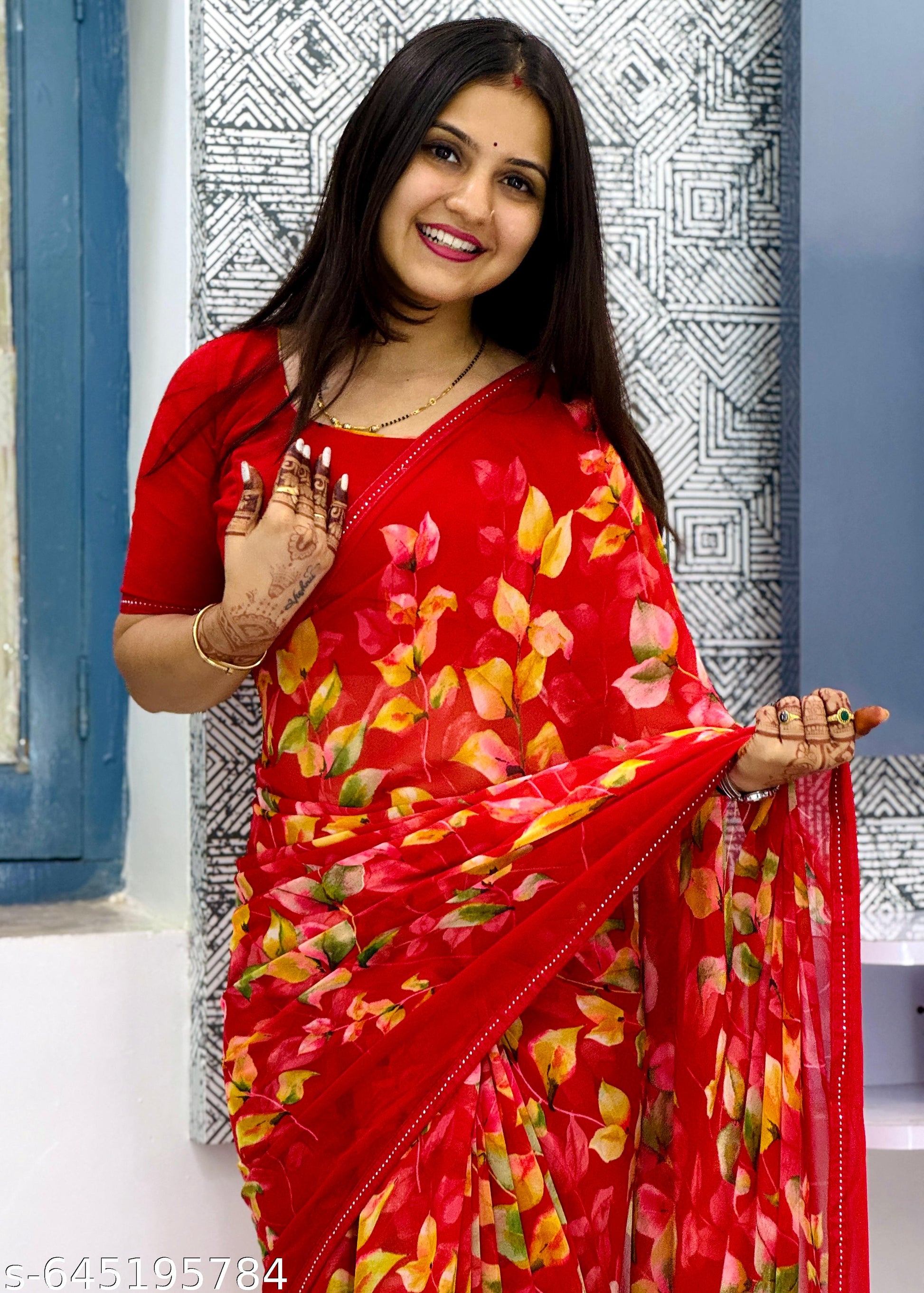 Weightless Printed Georgette Daily Wear Saree - Unixkart - View 4